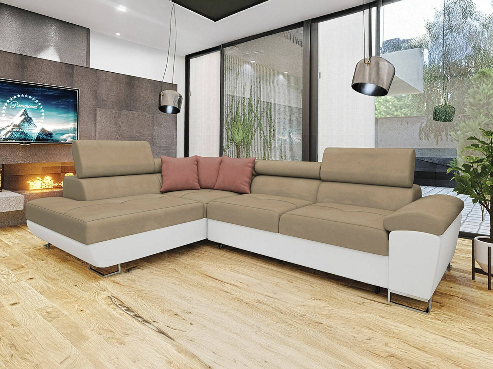 Horn­sófi Comfivo Ruta II (Soft 017 + Uttario Velvet 2979 + Uttario Velvet 2955)