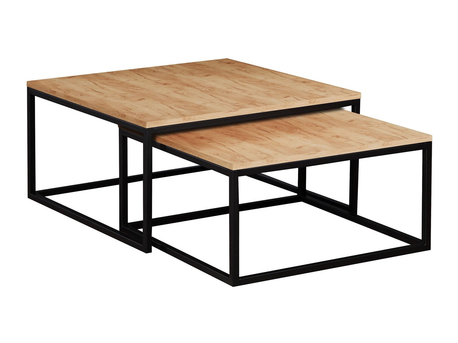 Sett af sófaborðum Oswego 101 (Craft eik + Svartur)