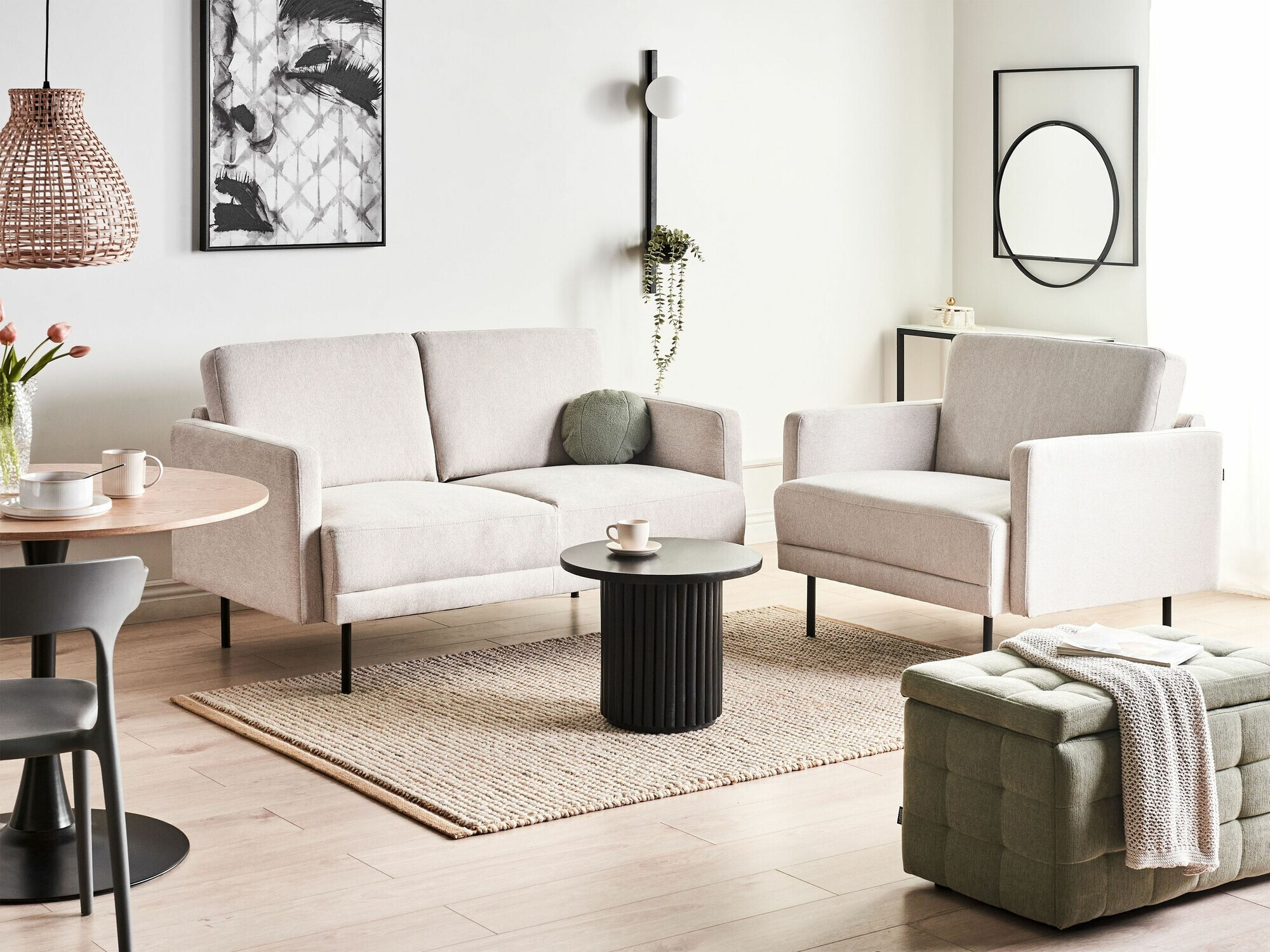 Bólstrað húsganasett Salmono 104 (Beige)
