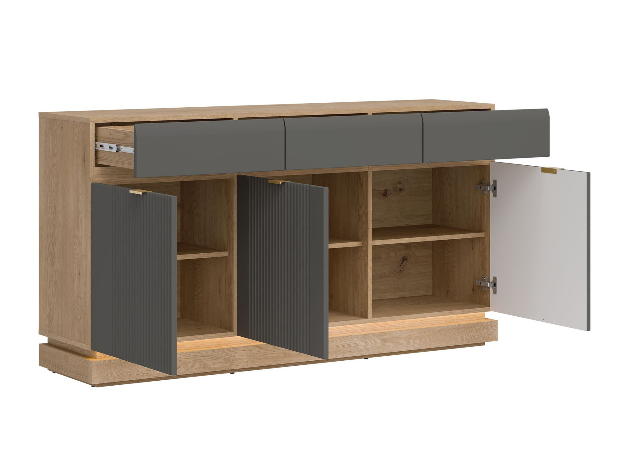 Kommóða Teselbu 104 (Grár + Eik)