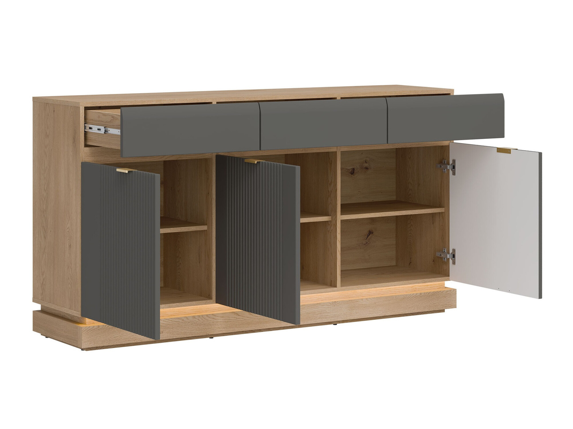 Kommóða Teselbu 104 (Grár + Eik)