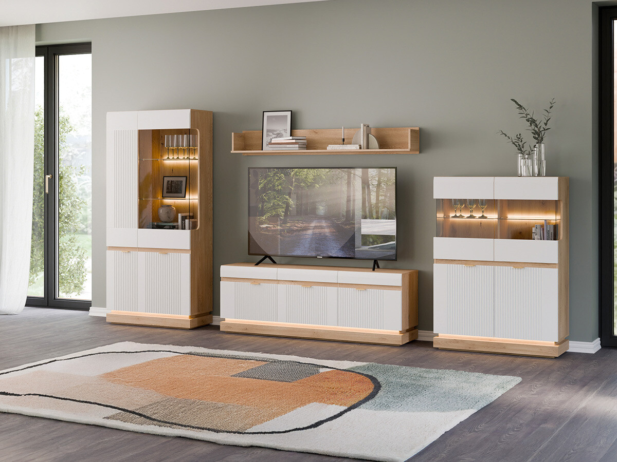 Stofusett Teselbu 116 (Hvítur + Eik)