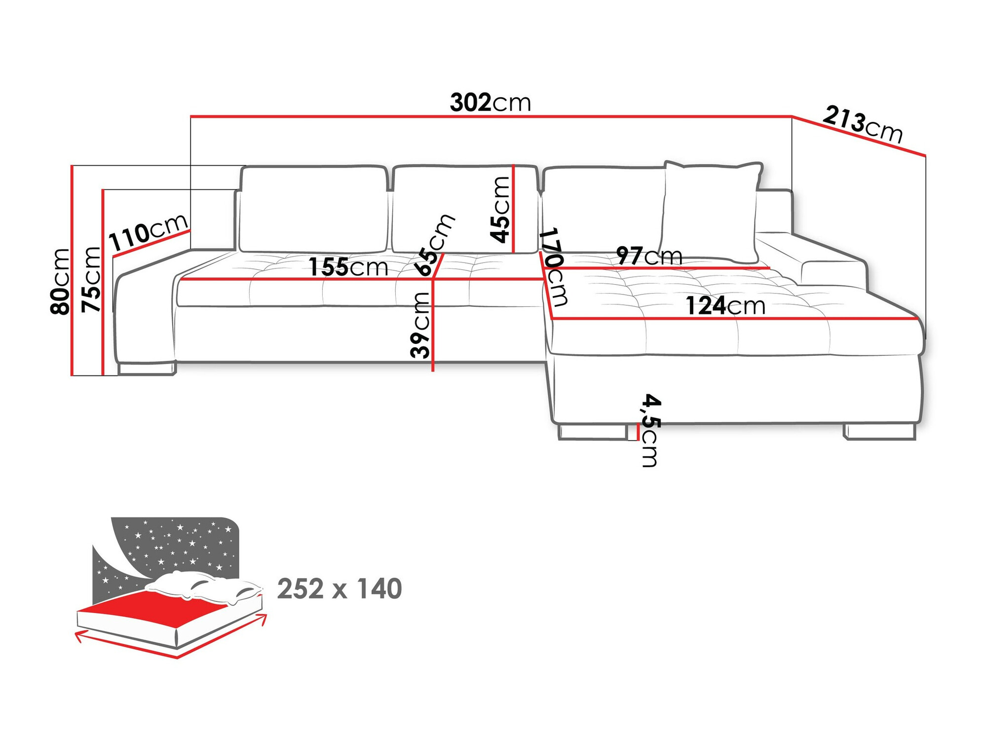 Horn­sófi Comfivo Nitor II (Coral 45)