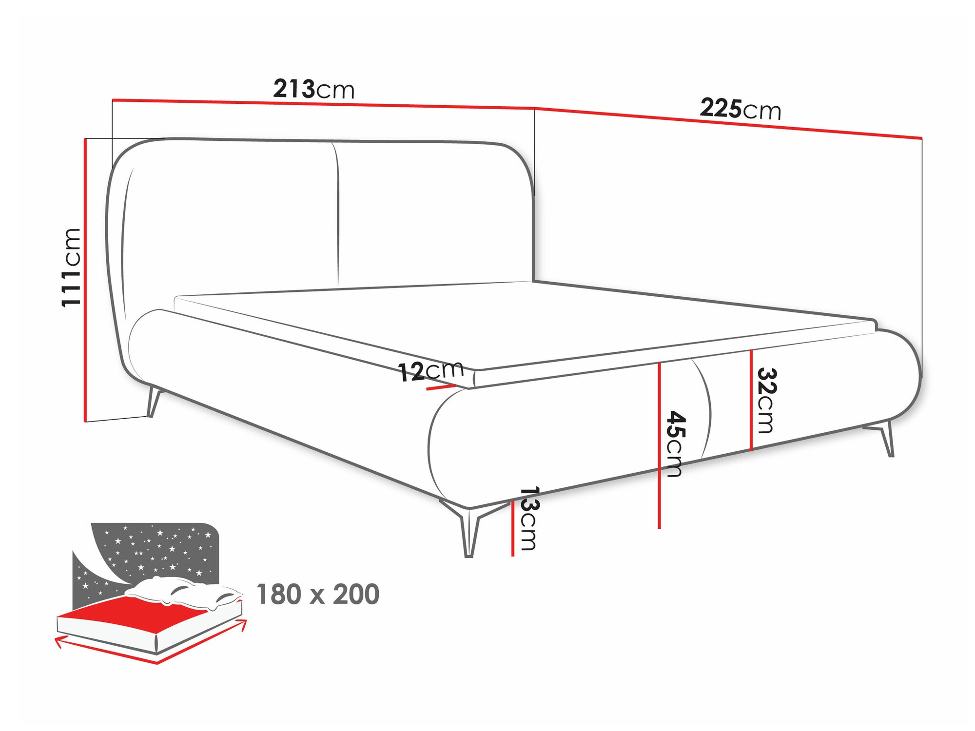 Rúm TrendyNest Fenara (Coral 50)