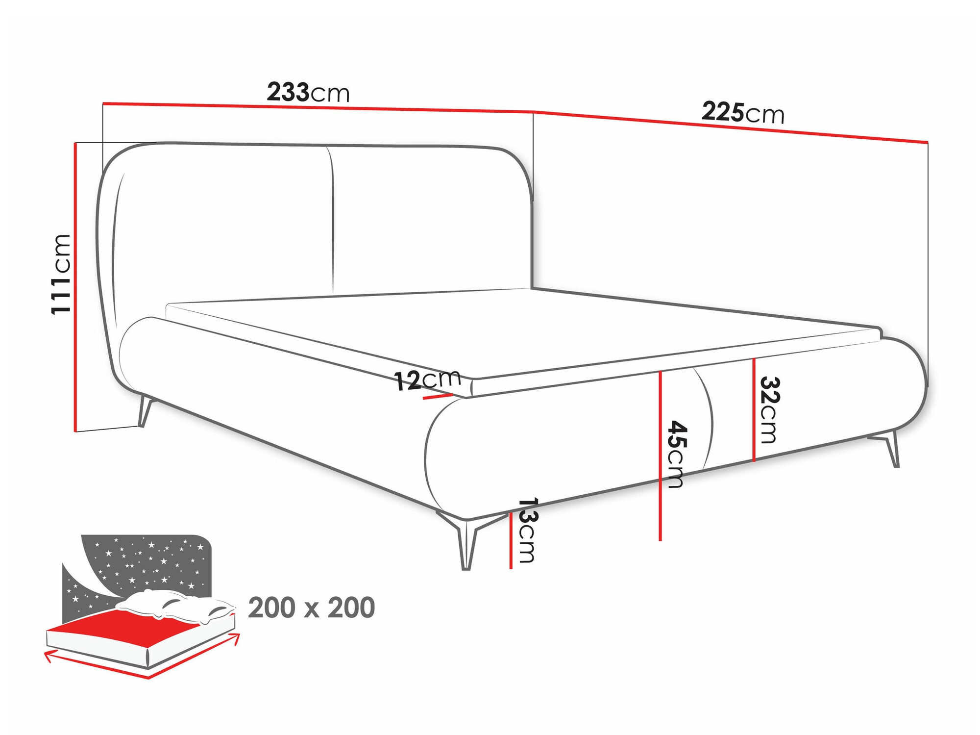 Rúm TrendyNest Fenara (Coral 50)