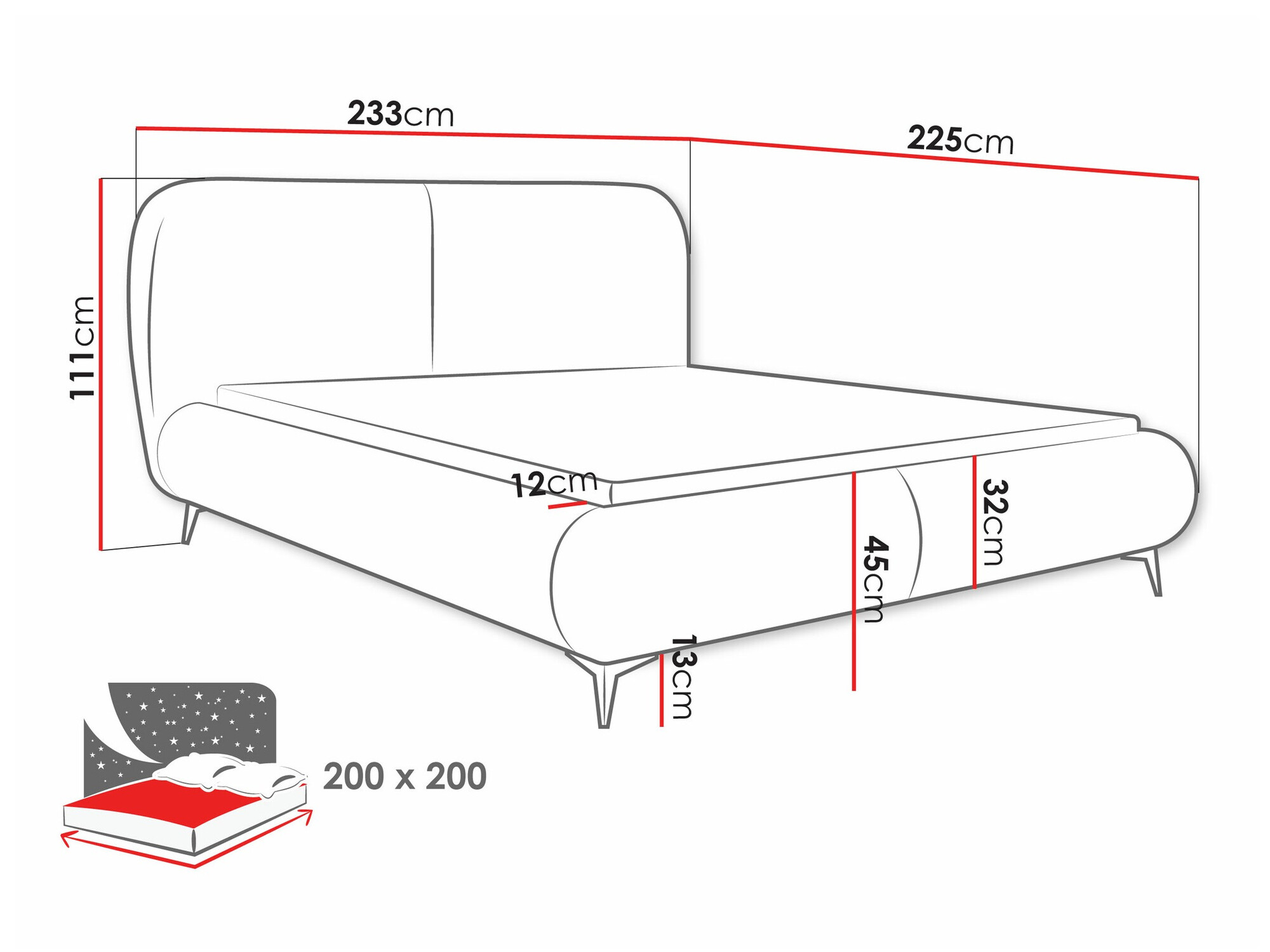 Rúm TrendyNest Fenara (Coral 75)