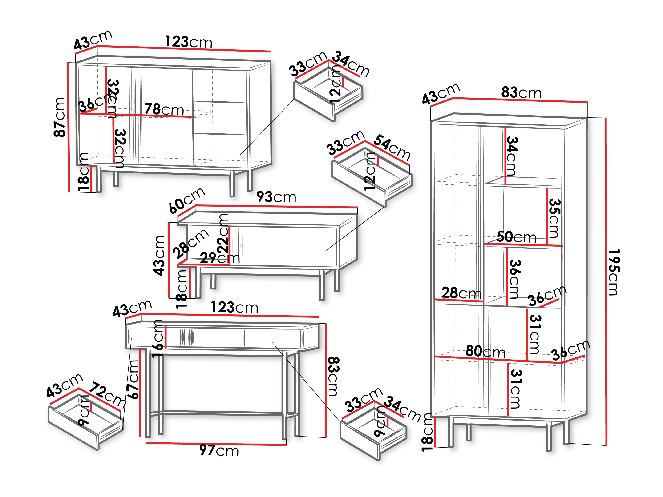 Stofusett Levali 117 (Eik)