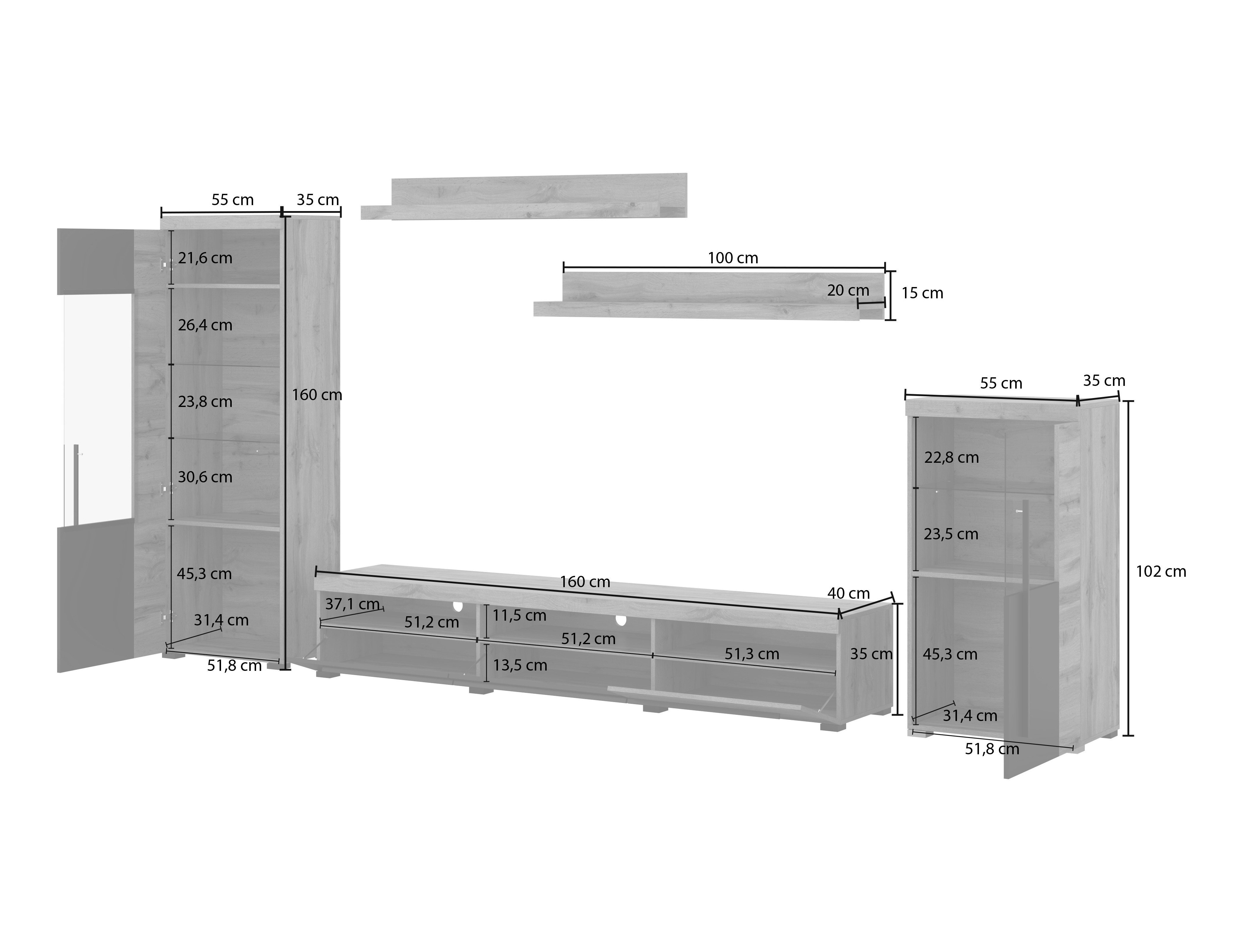 Stofusett Sorciro 103 (Valhneta + Dökk eik)