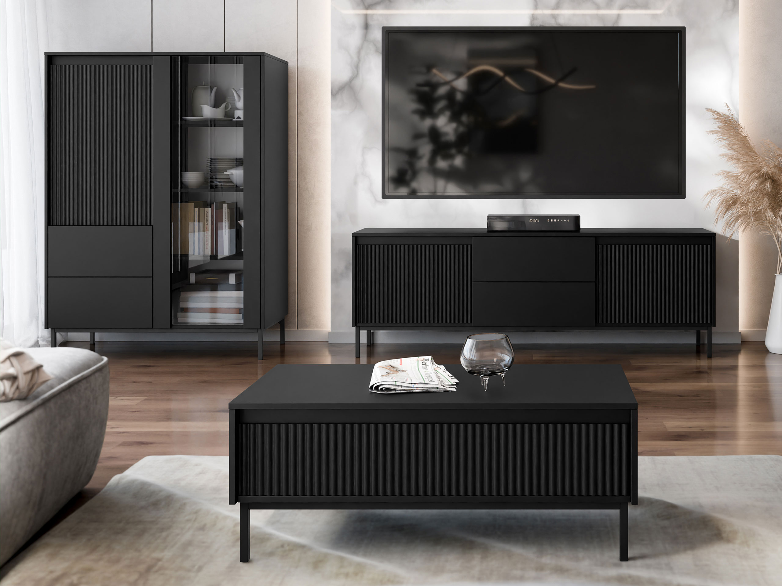 Stofusett Comfivo Delruva V (Svartur)