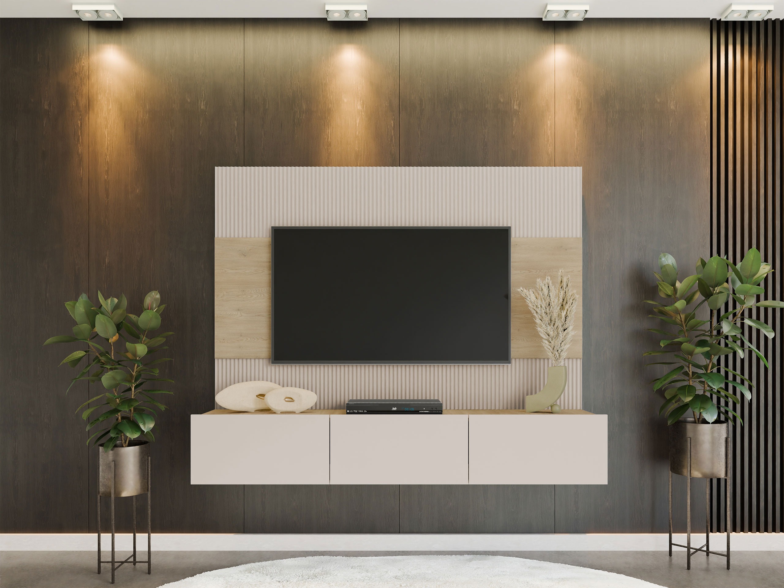 Stofusett Comfivo Salix (Beige + Cremona eik)