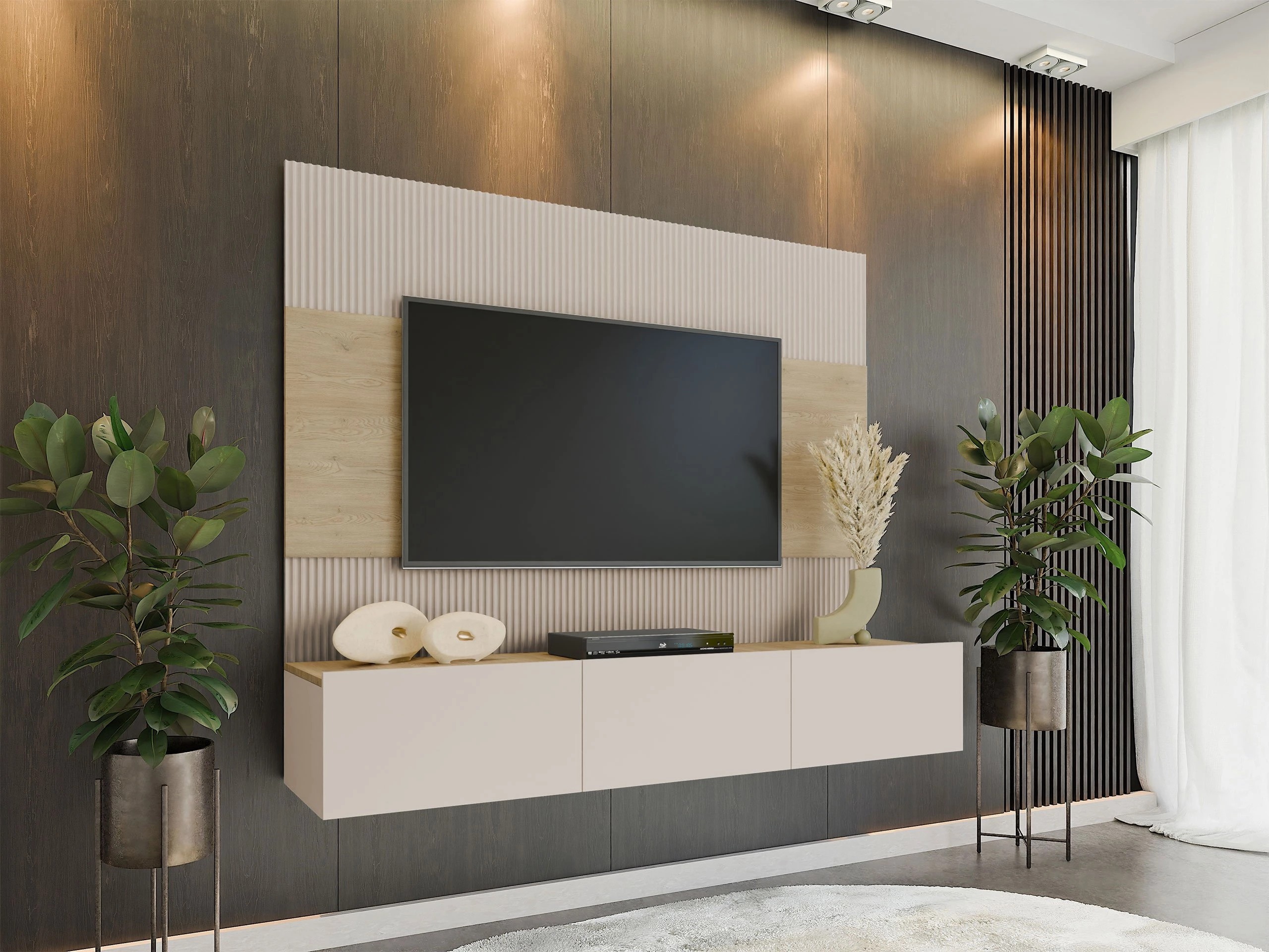 Stofusett Comfivo Salix (Beige + Cremona eik)