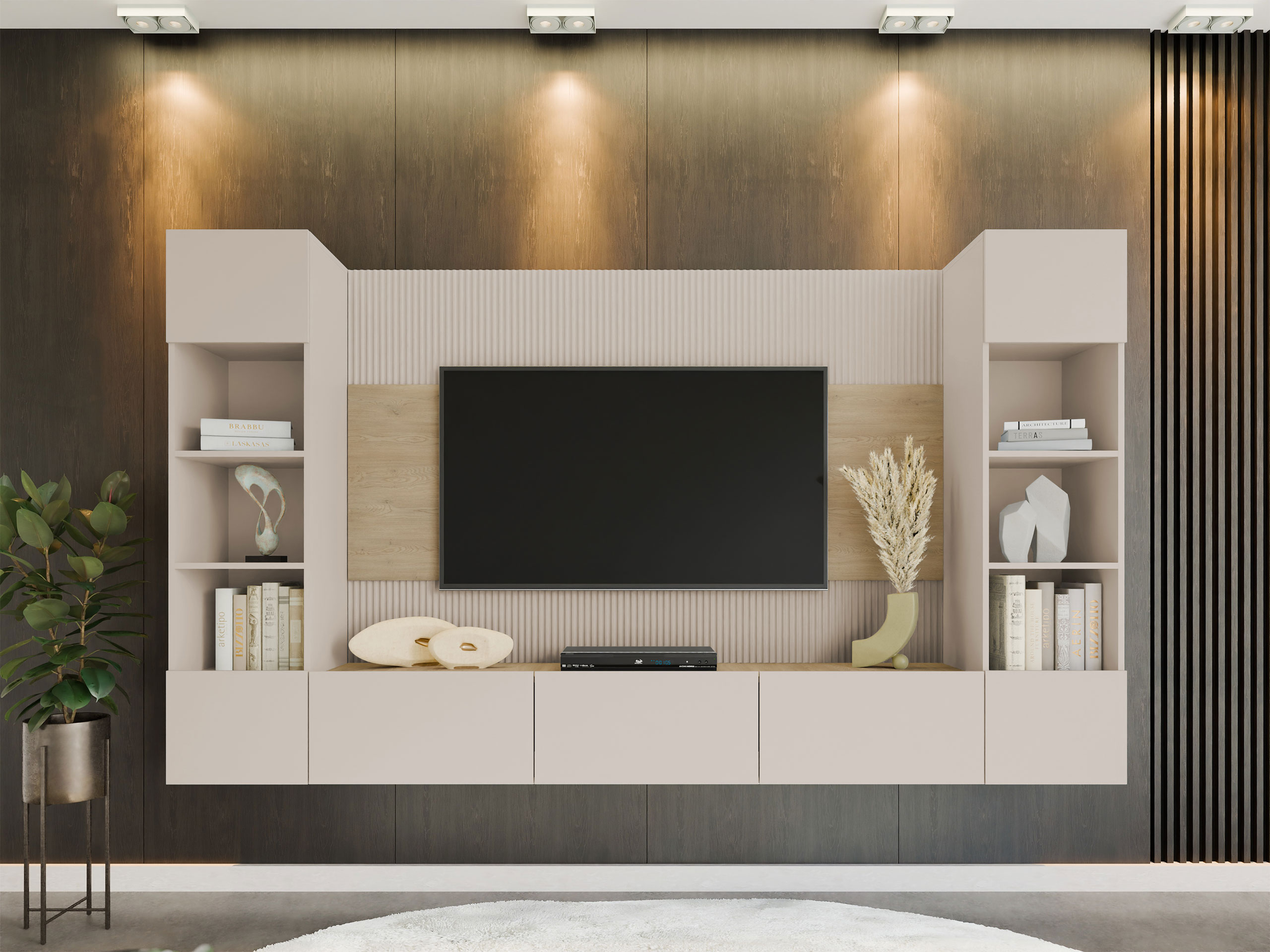 Stofusett Comfivo Salix I (Beige + Cremona eik)