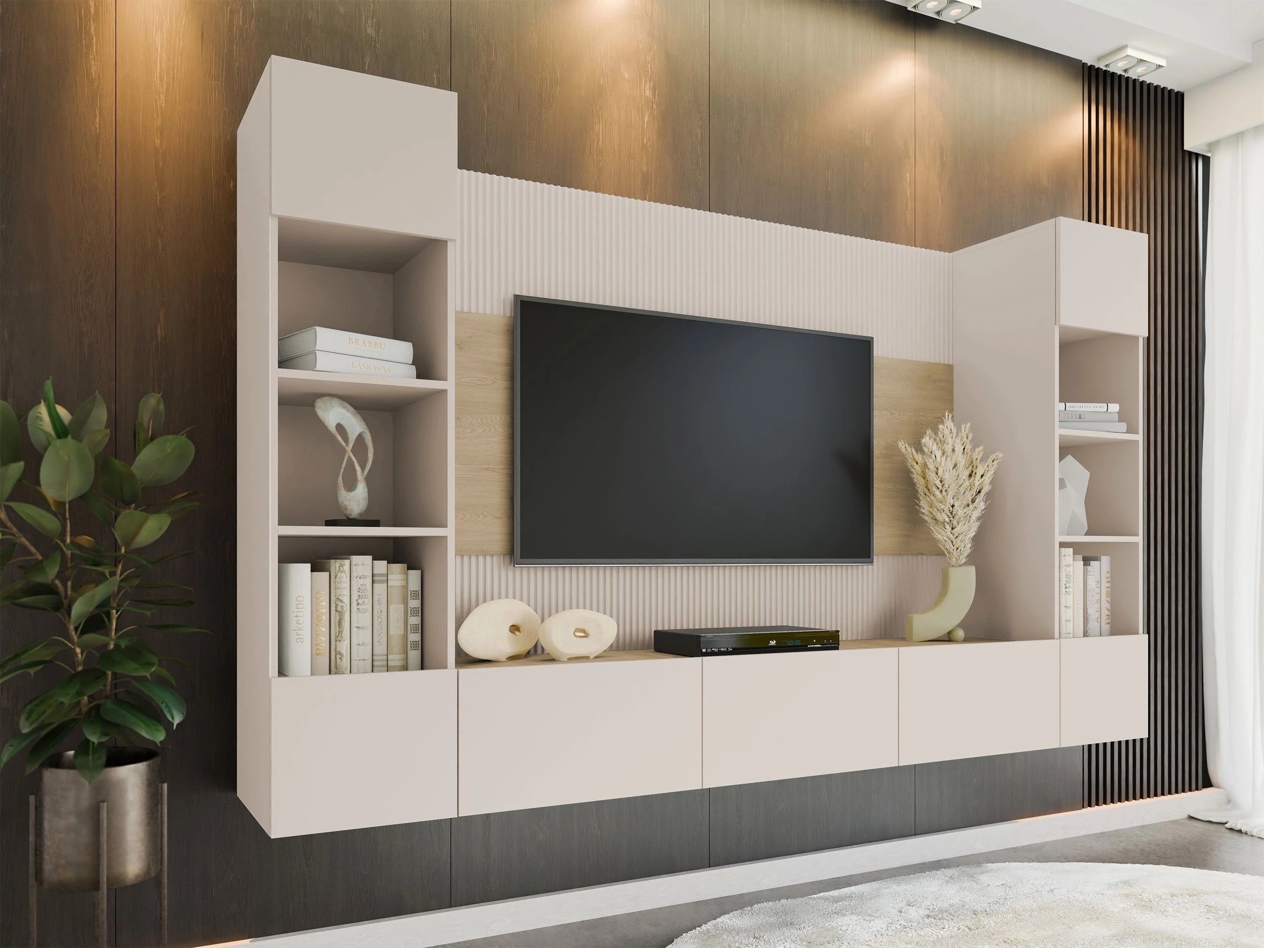 Stofusett Comfivo Salix I (Beige + Cremona eik)