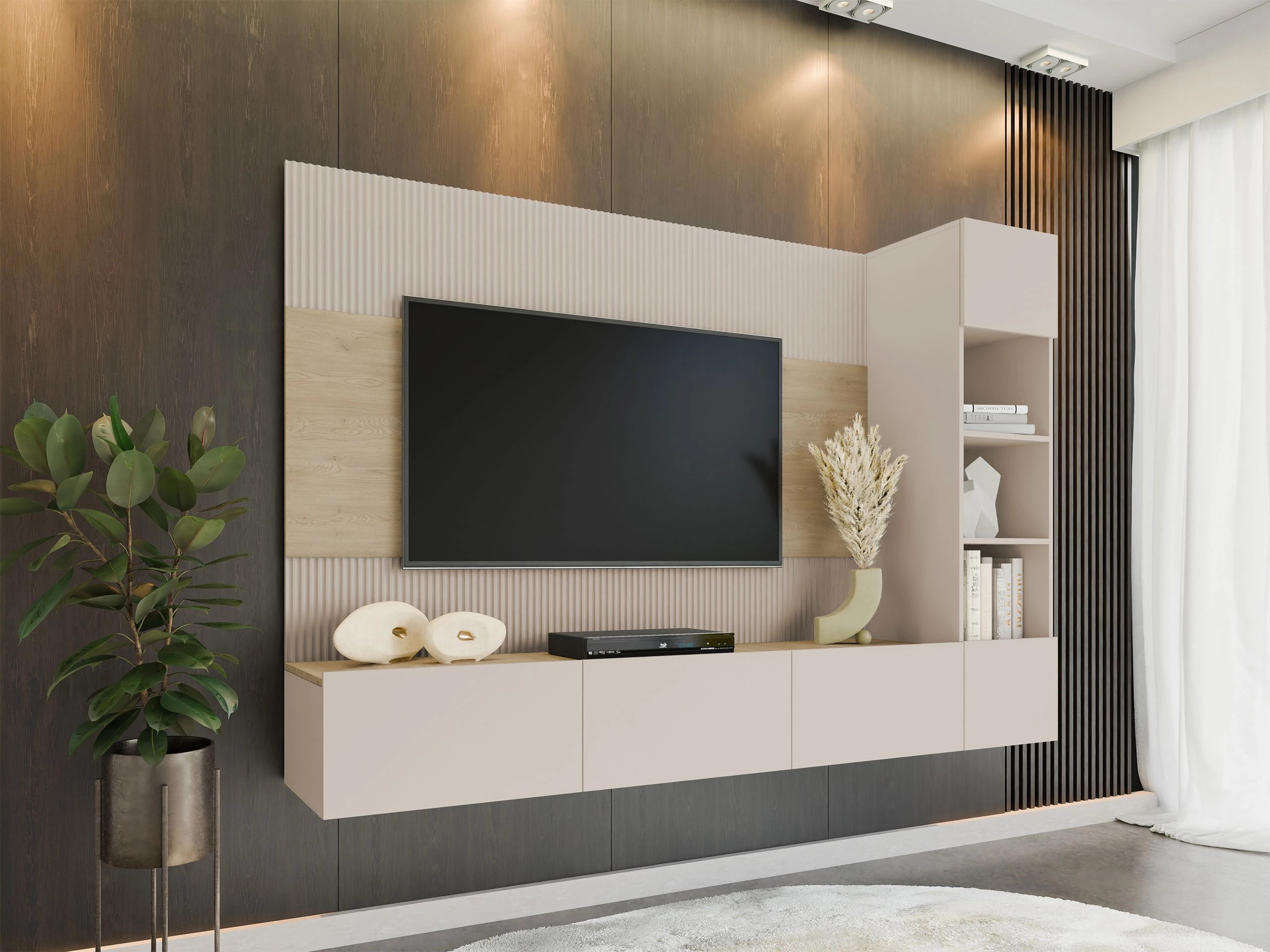 Stofusett Comfivo Salix II (Beige + Cremona eik)