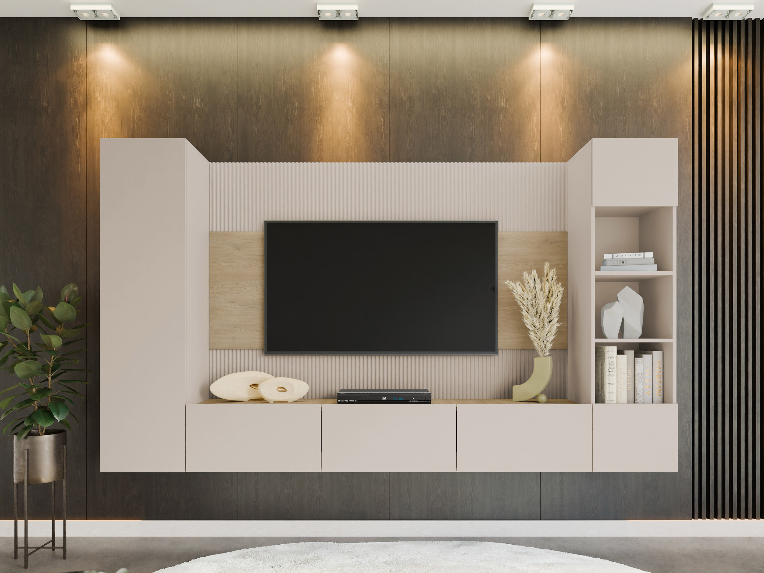 Stofusett Comfivo Salix IV (Beige + Cremona eik)