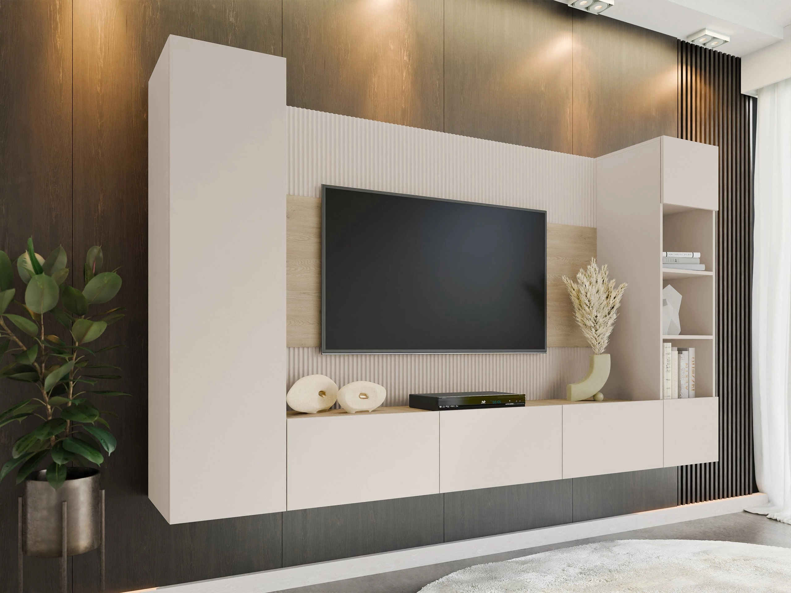 Stofusett Comfivo Salix IV (Beige + Cremona eik)
