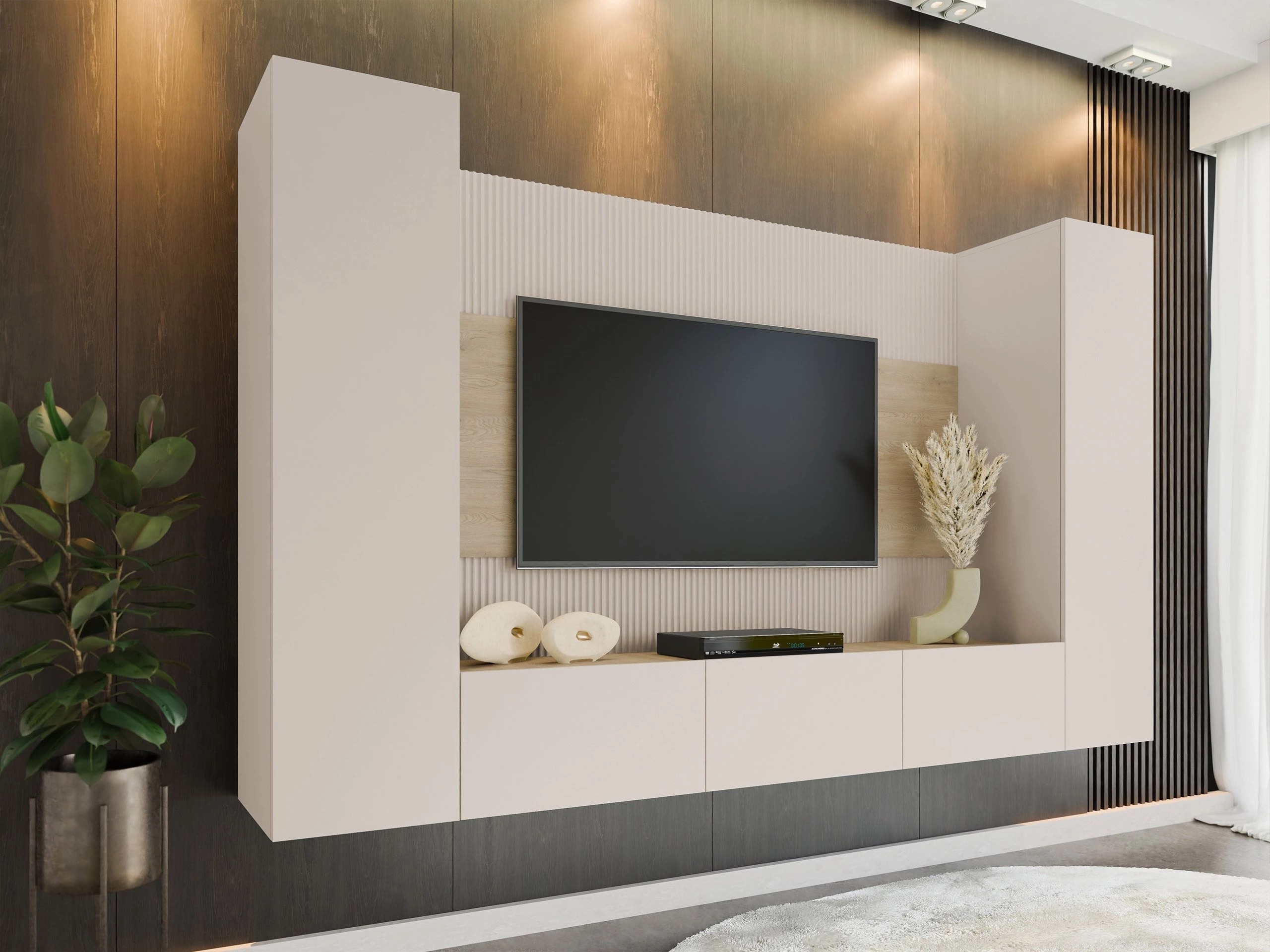 Stofusett Comfivo Salix V (Beige + Cremona eik)