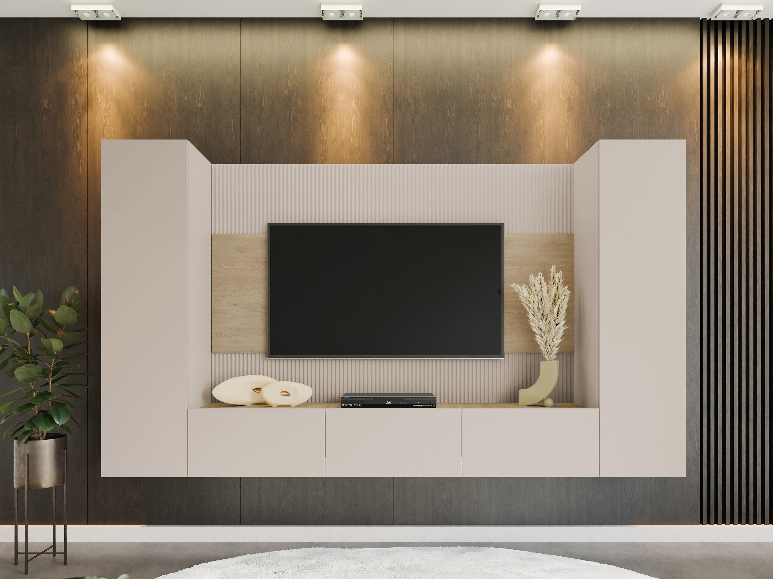 Stofusett Comfivo Salix V (Beige + Cremona eik)