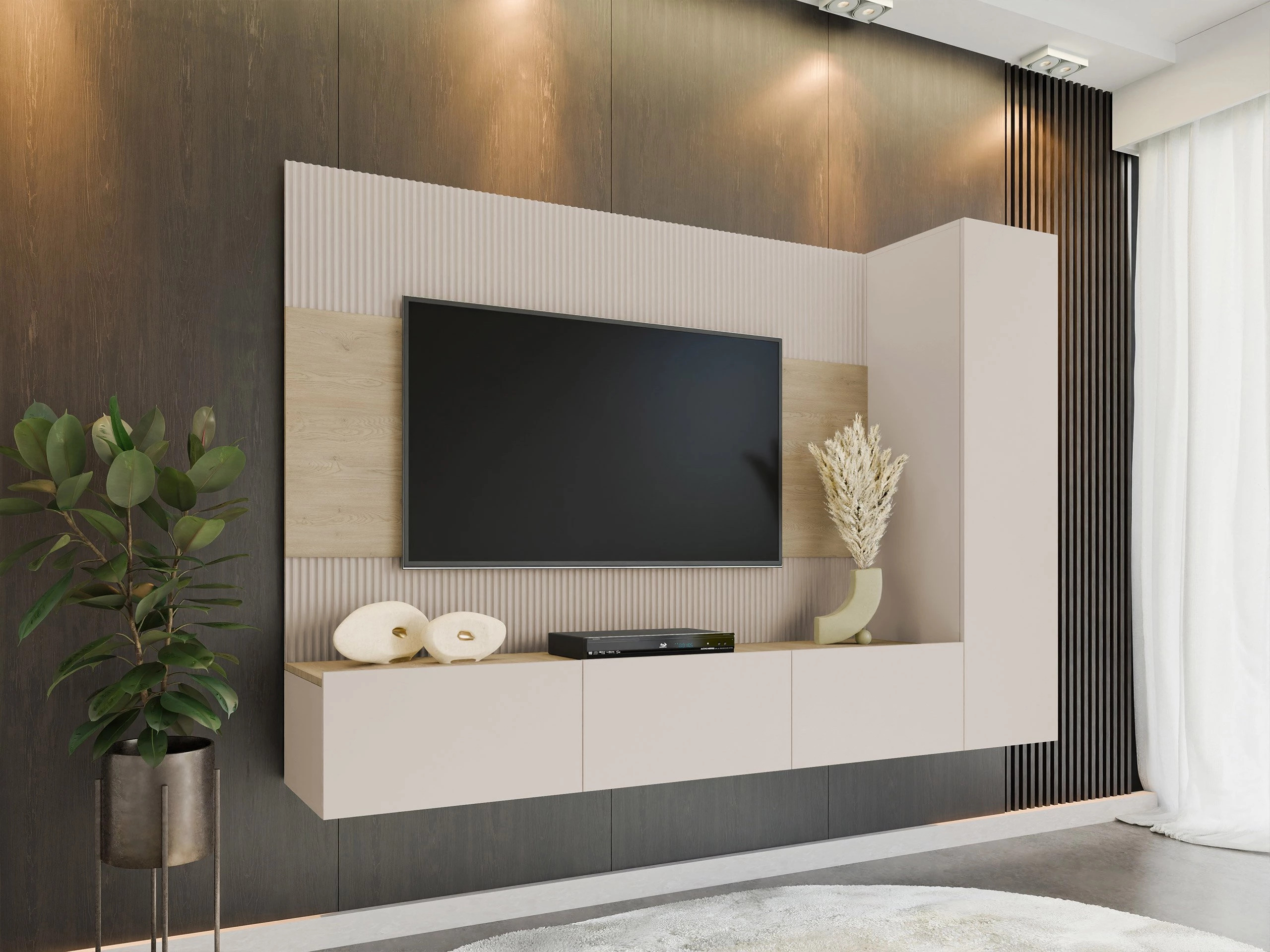 Stofusett Comfivo Salix VI (Beige + Cremona eik)