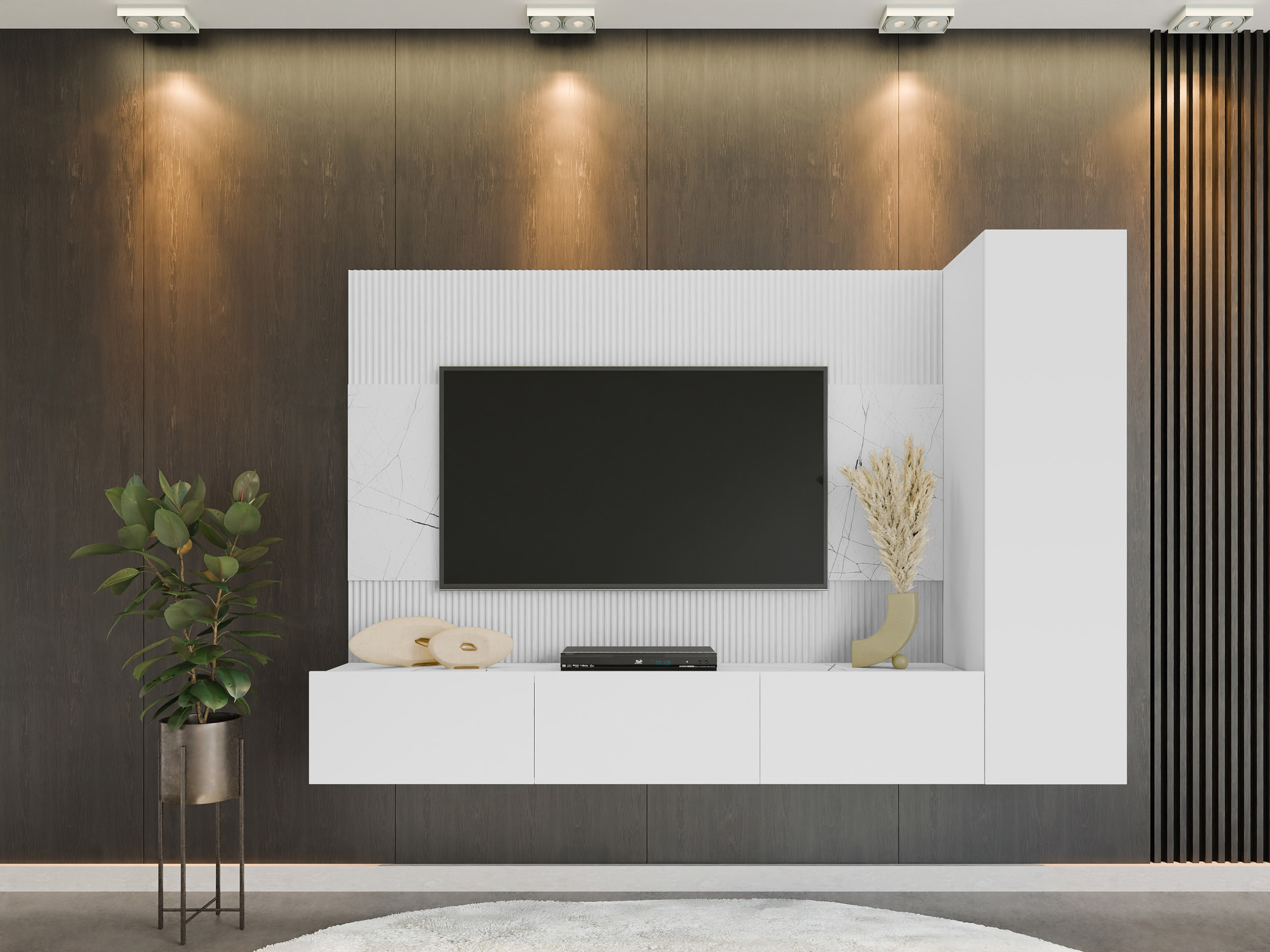 Stofusett Comfivo Salix VI (Hvítur + Hvítur marmari)