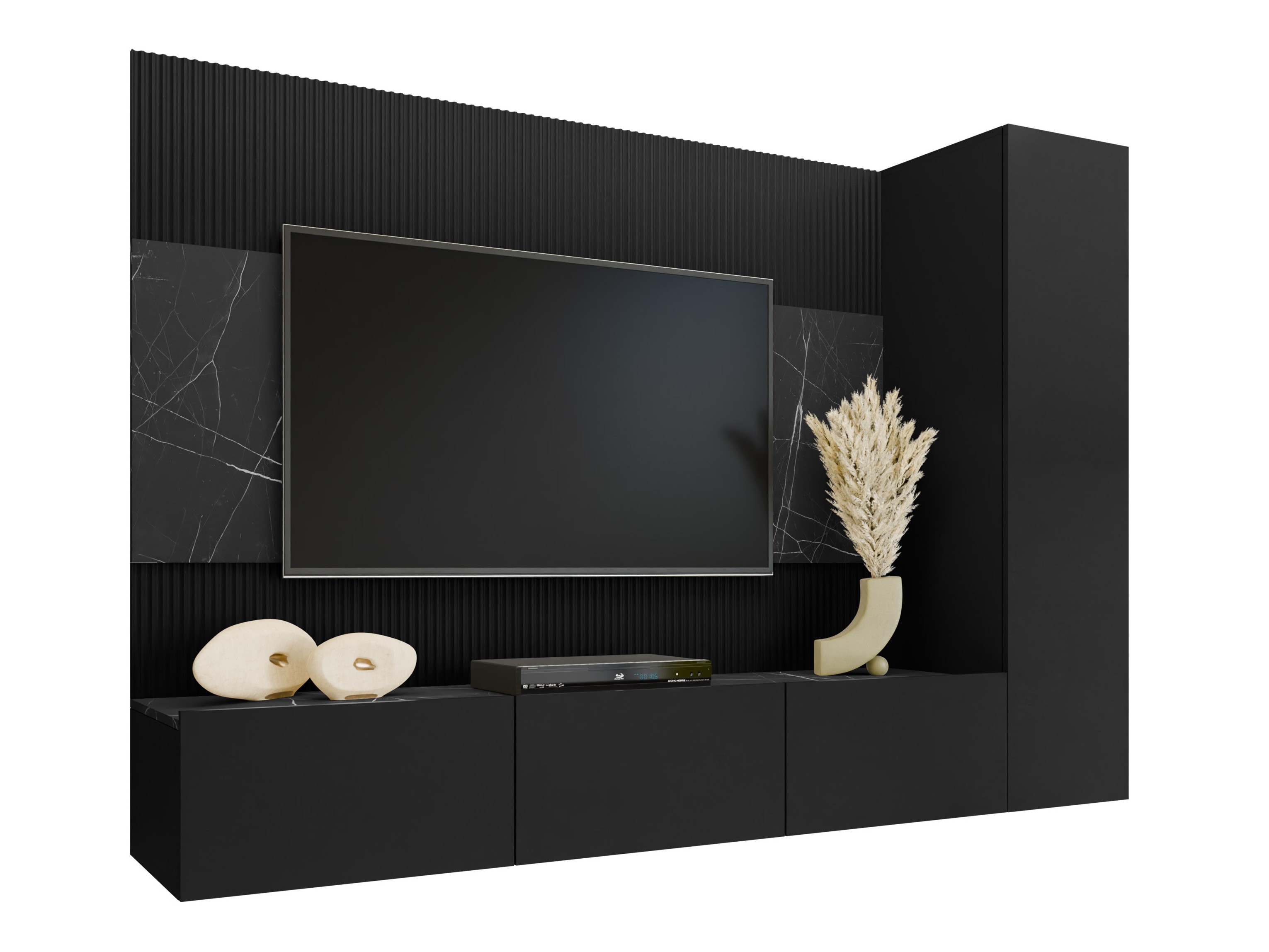 Stofusett Comfivo Salix VI (Svartur + Svartur marmari)