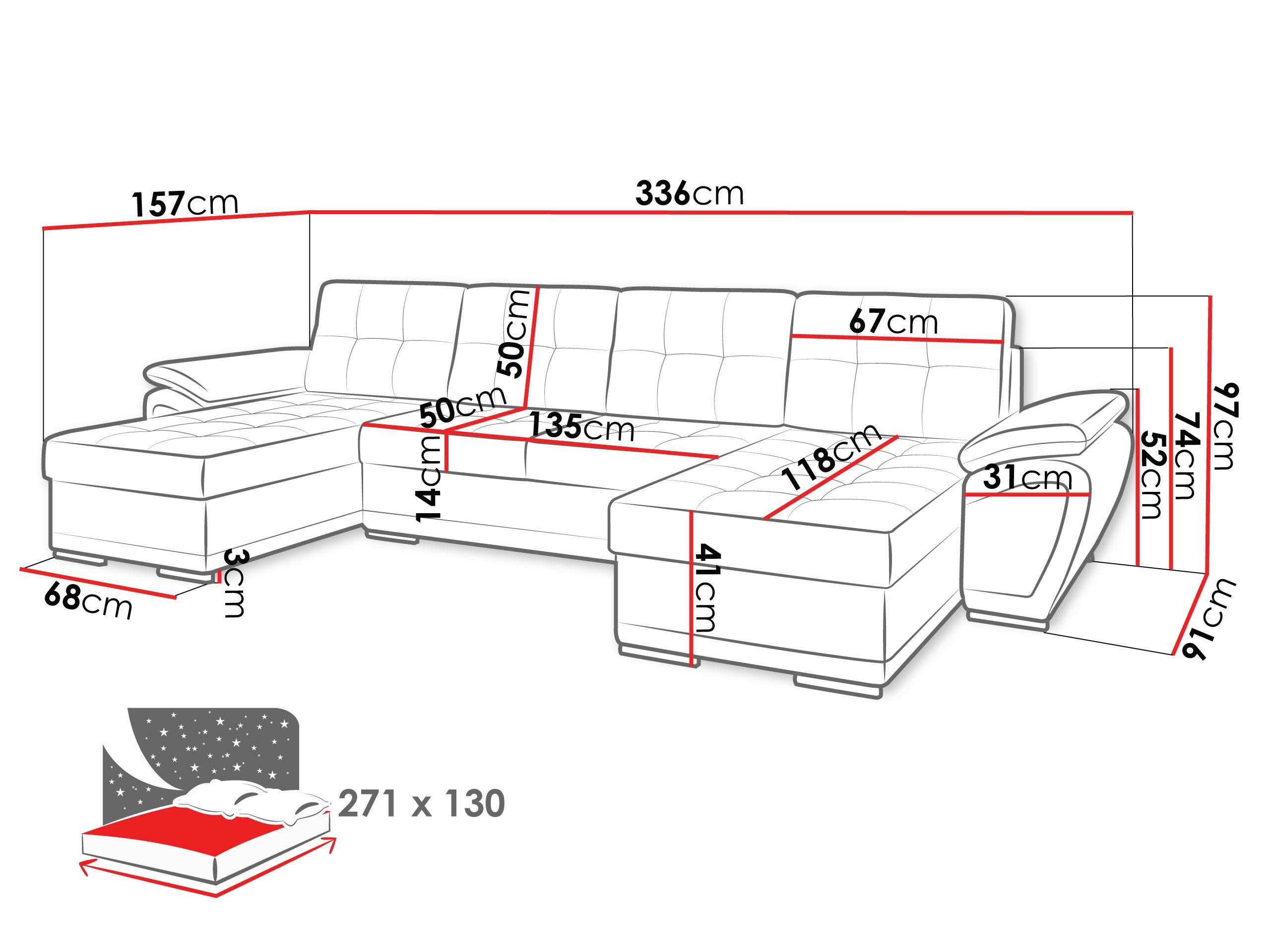 Horn­sófi Arvada 115 (Rico 23 + Mjúkt 29)