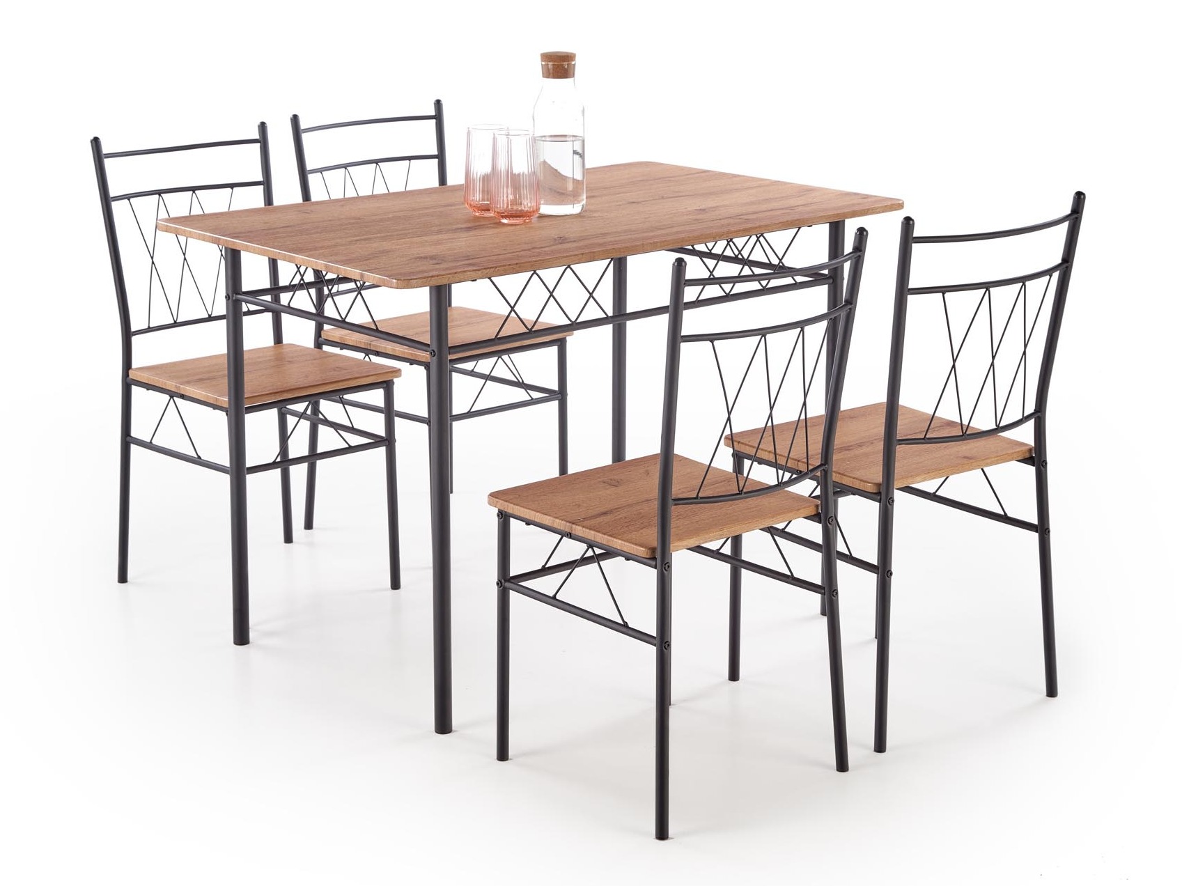 Borðstofusett Houston 1251 (Eik + Svartur)