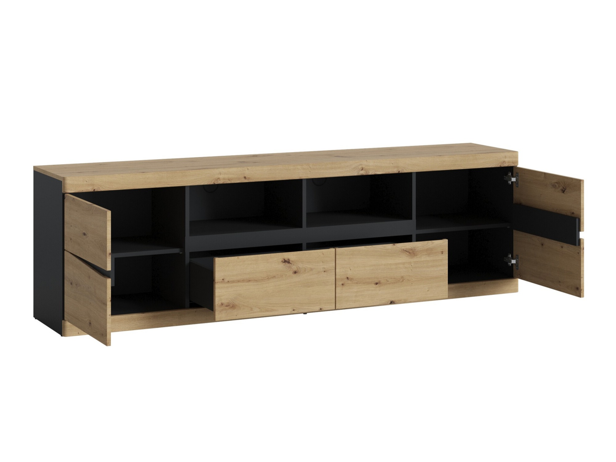 Sjónvarpsskápur Venlori 122 (Antrasít + Artisan-eik)