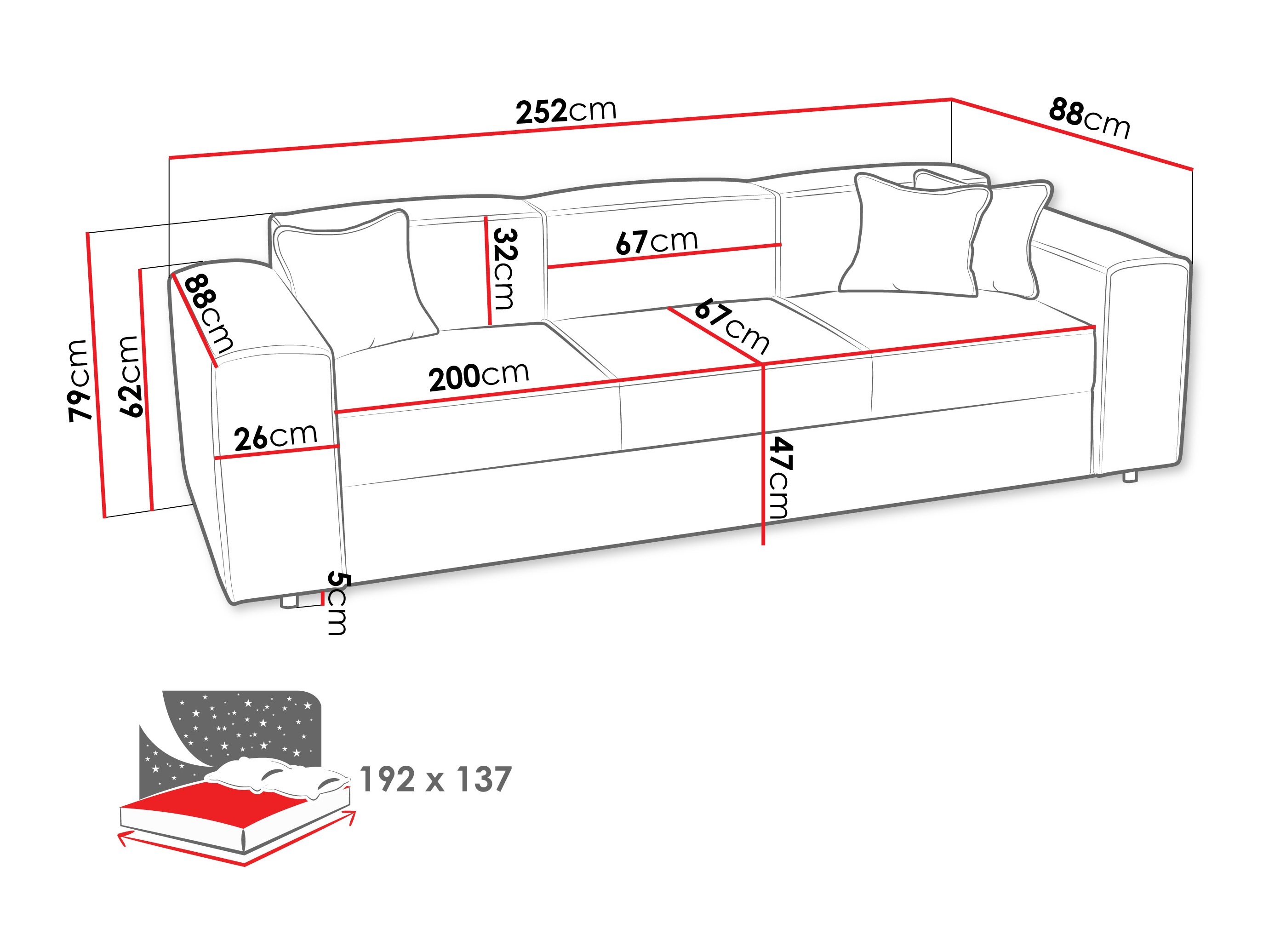Svefnsófi Clovis 114 (Coral 75)