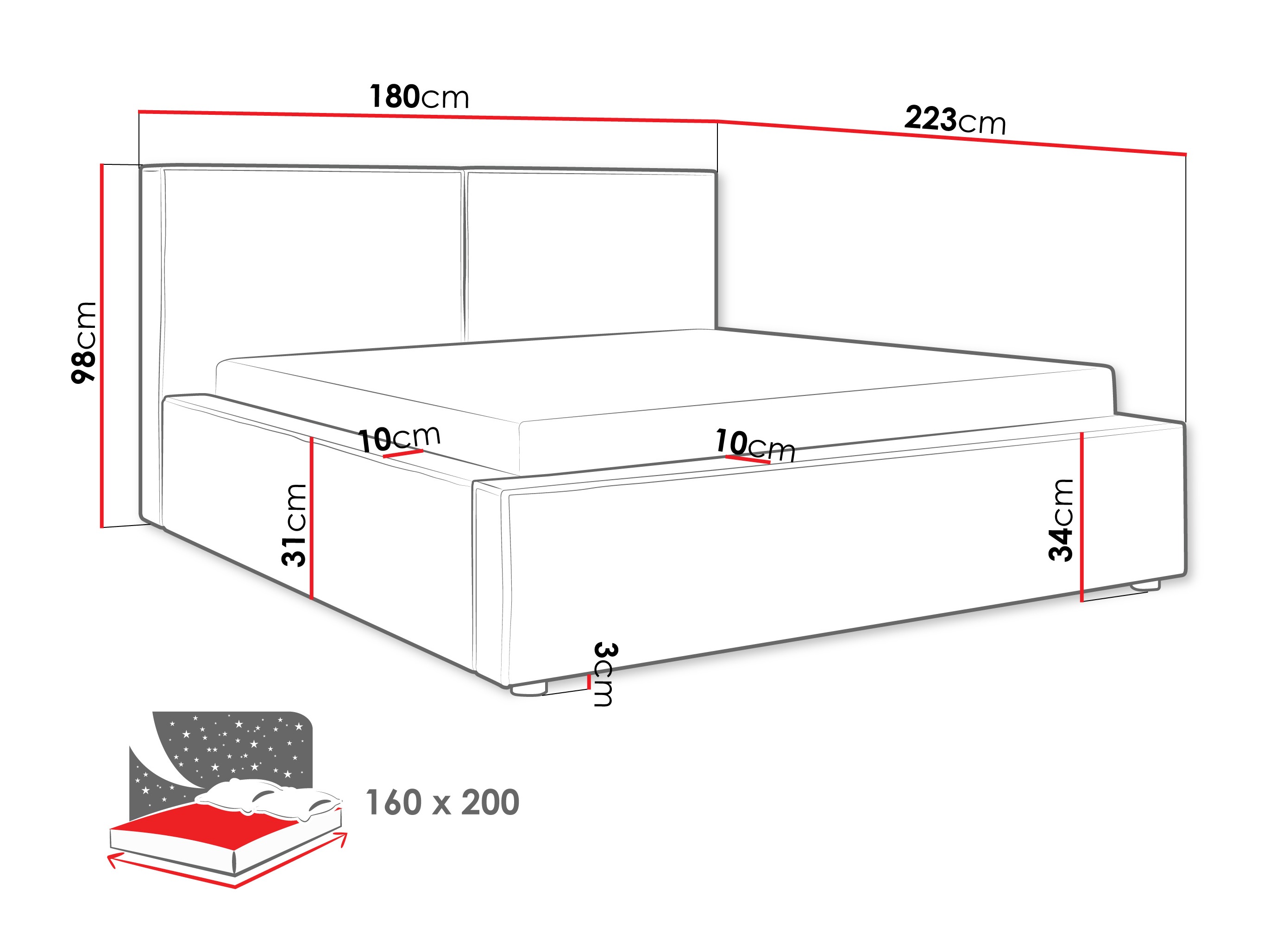 Rúm TrendyNest Pelagia (Coral 15)