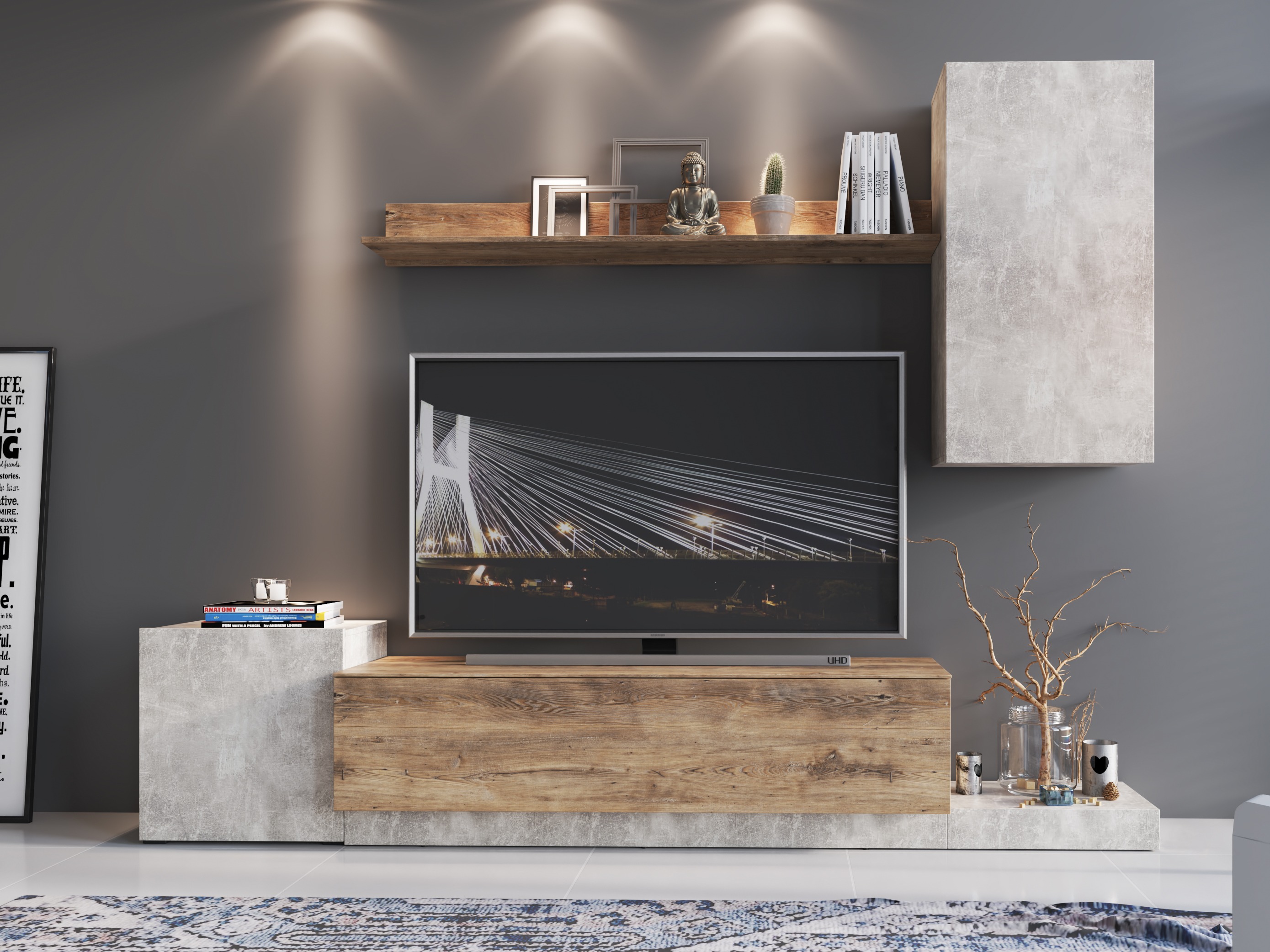 Stofusett Ontario 158 (Ljósgrár + Kastaníulitur)