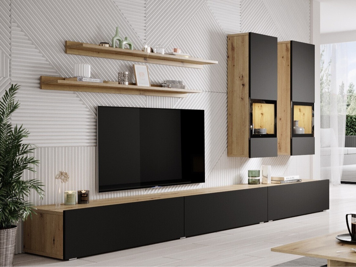 Stofusett Serodeu 100 (Artisan-eik + Matt svart)