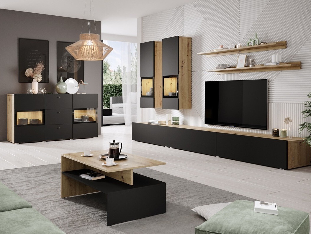 Stofusett Serodeu 100 (Artisan-eik + Matt svart)