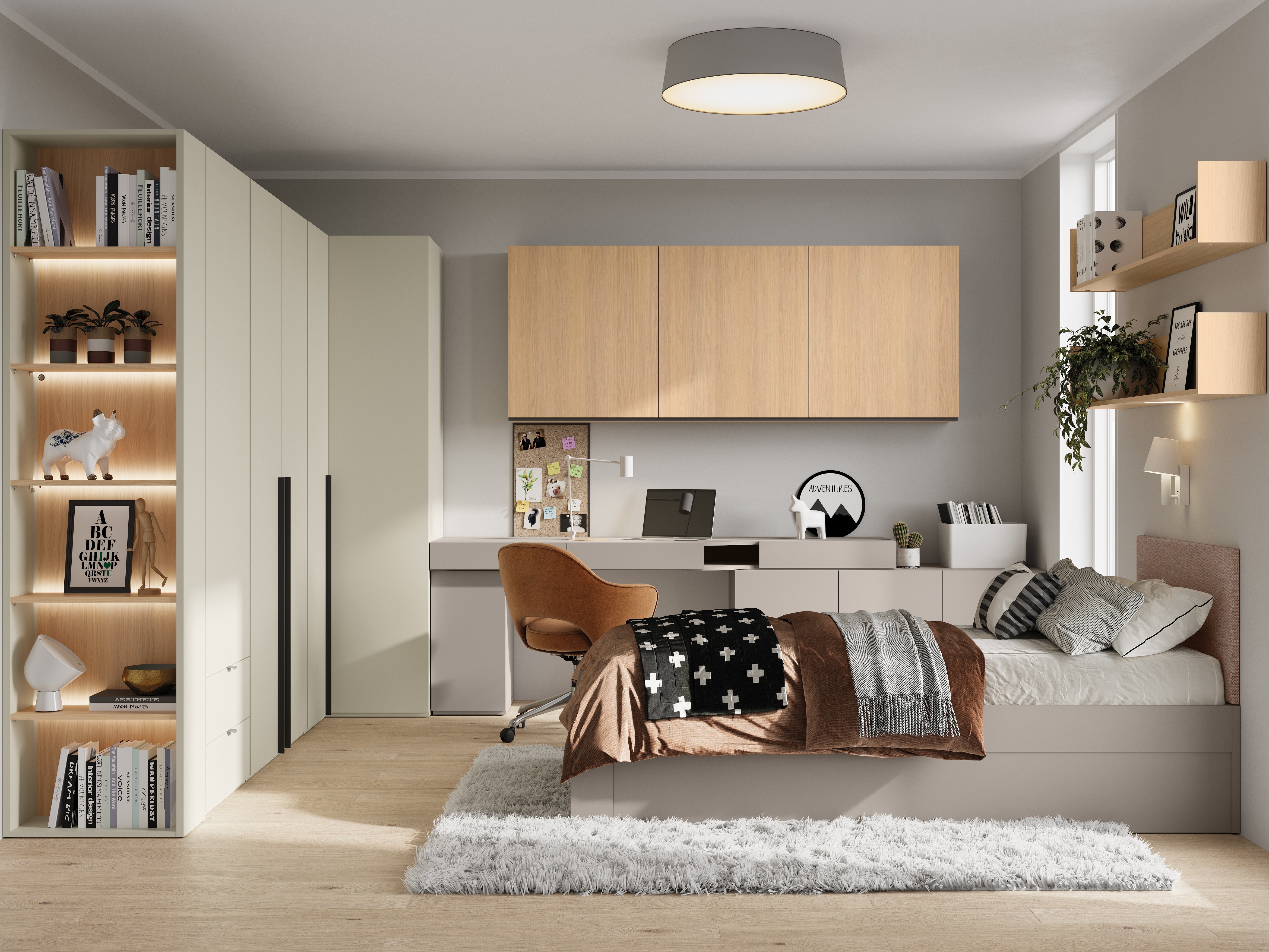 Bókahilla Evareve 104 (Eik + Ljósbrúnn)