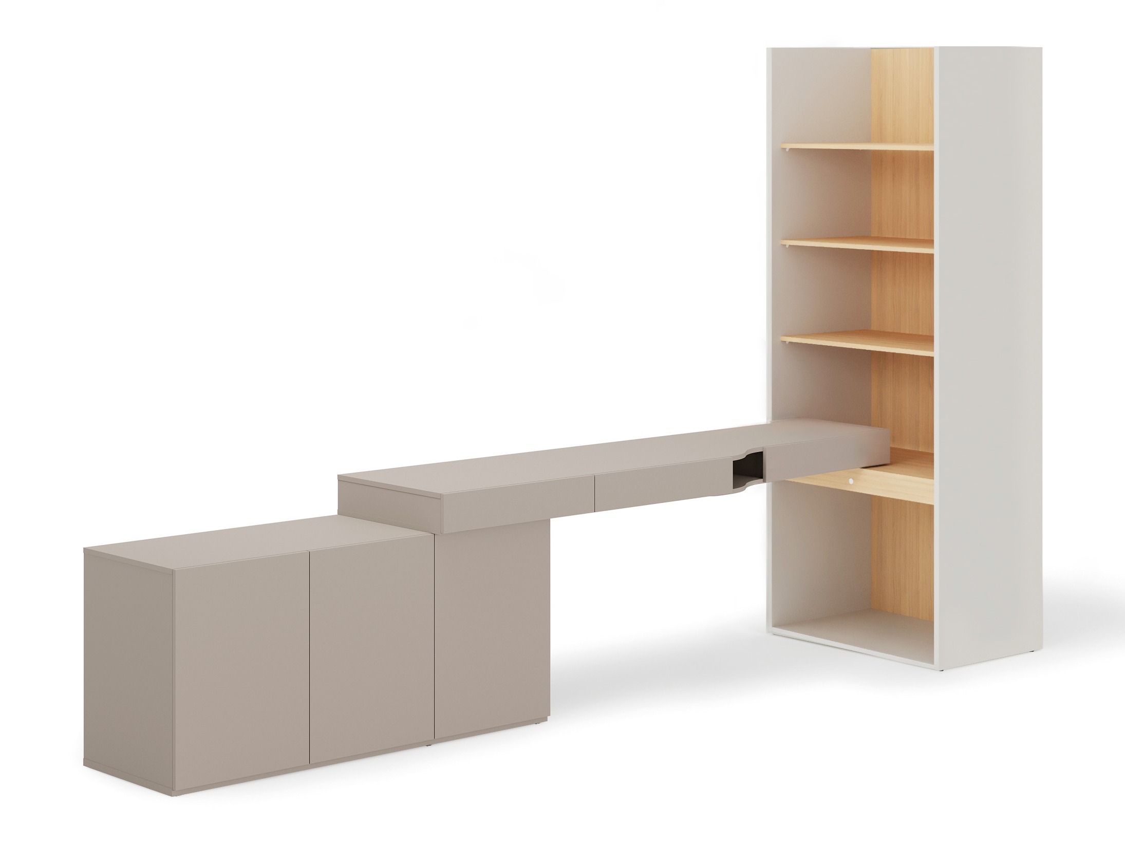 Heimaskrifstofusett Evareve 118 (Grár + Eik)