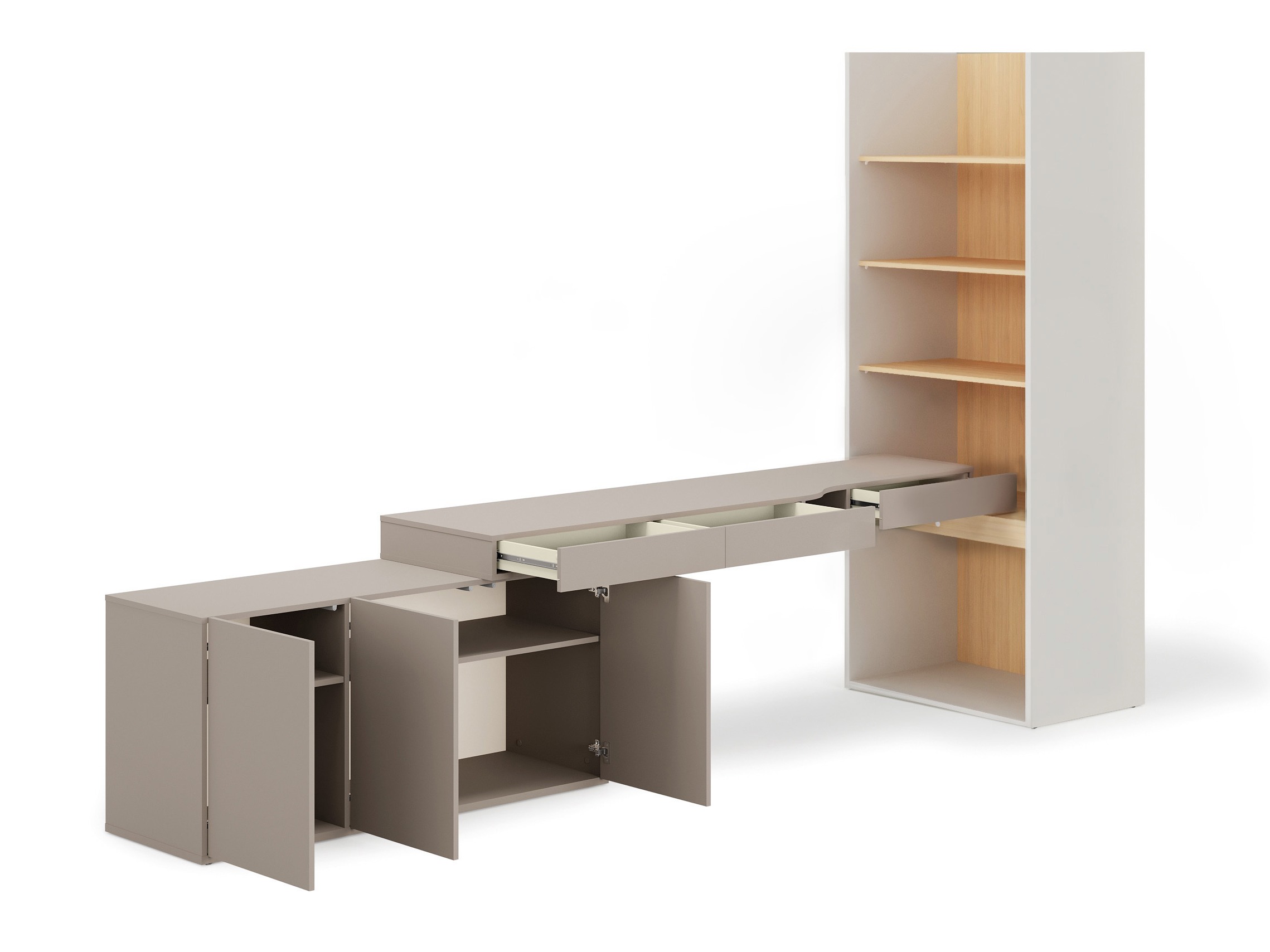 Heimaskrifstofusett Evareve 118 (Grár + Eik)