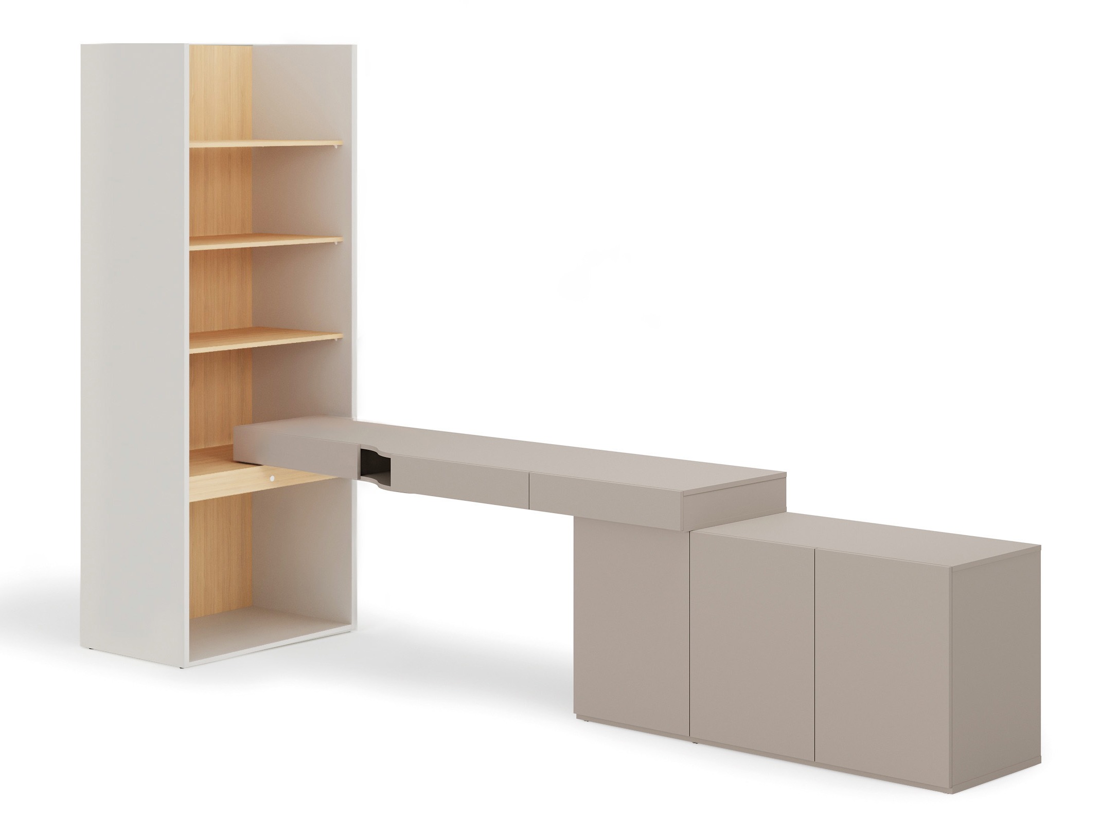 Heimaskrifstofusett Evareve 118 (Grár + Eik)