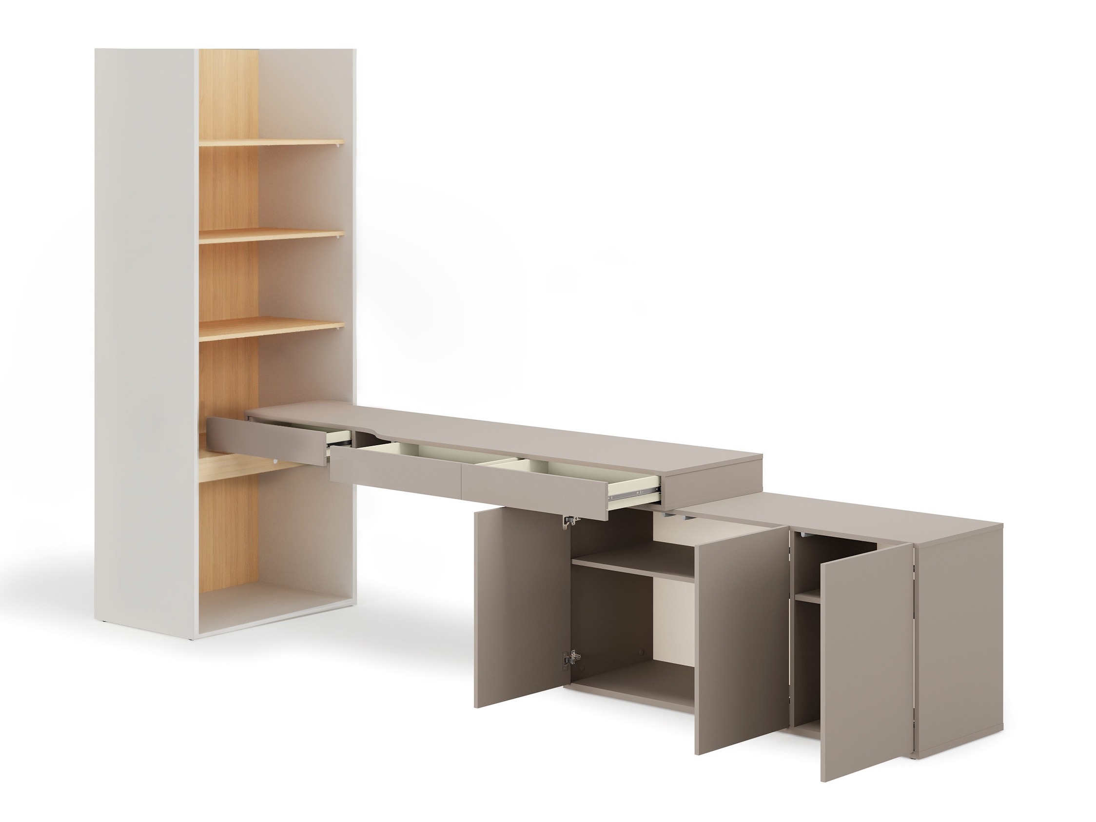 Heimaskrifstofusett Evareve 118 (Grár + Eik)