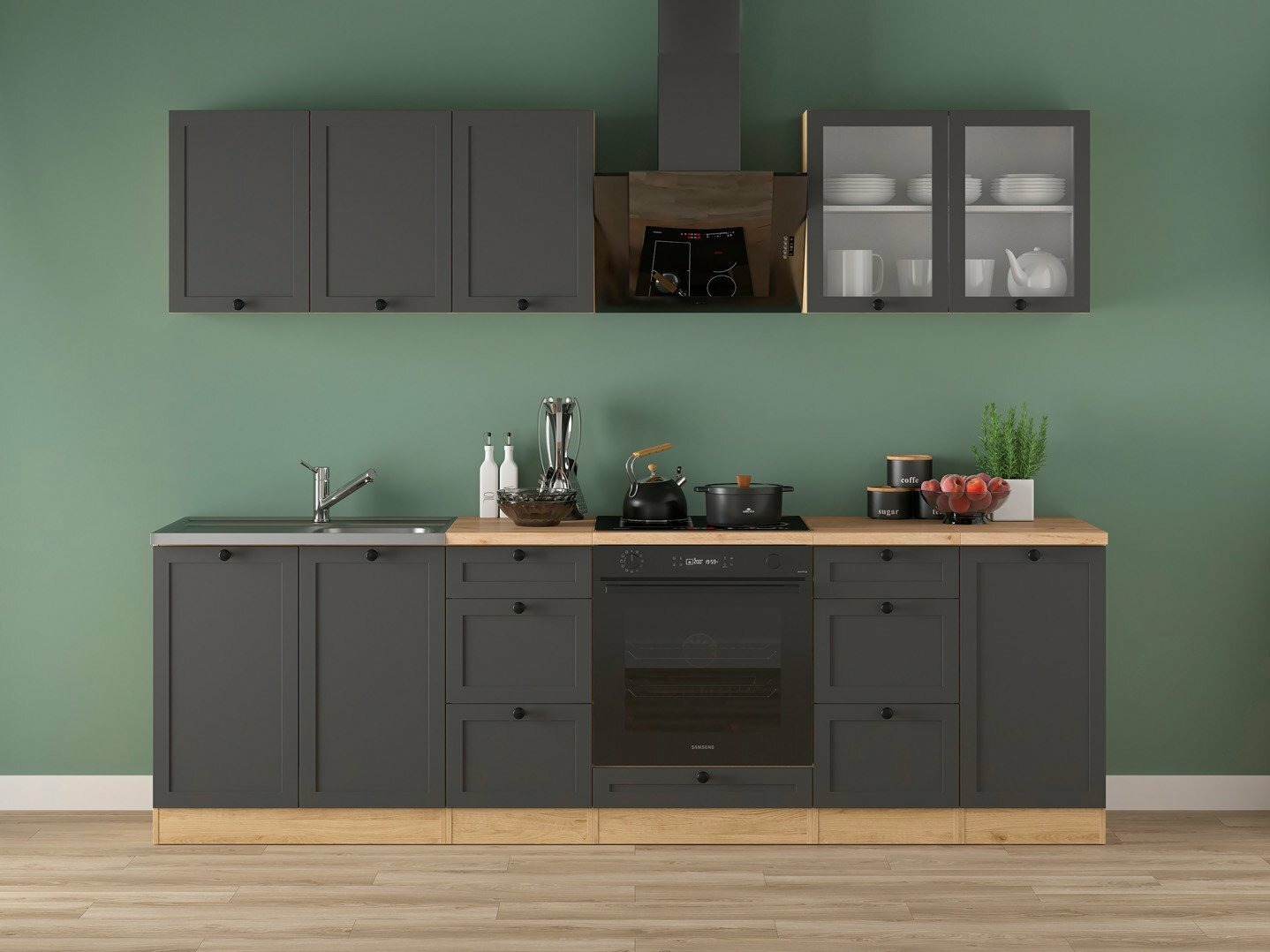 Eldhúsinnrétting úr einingum Classic Grey Oak 118