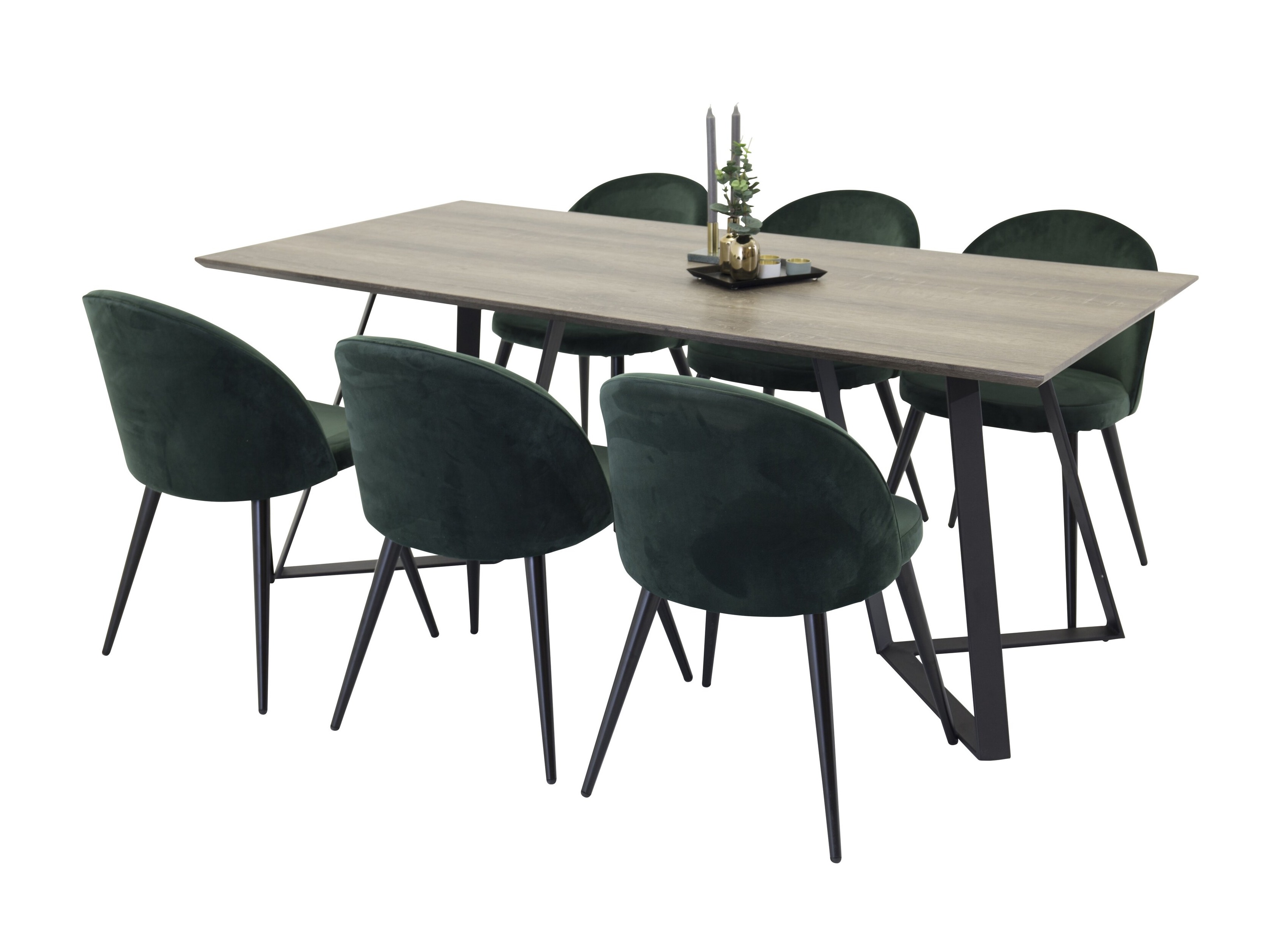 Borðstofusett Dallas 340 (Grænn + Svartur)