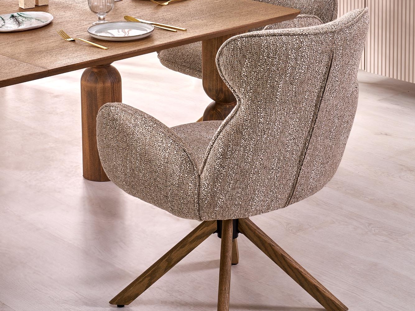 Stóll Houston 2041 (Beige + Ljós viður)