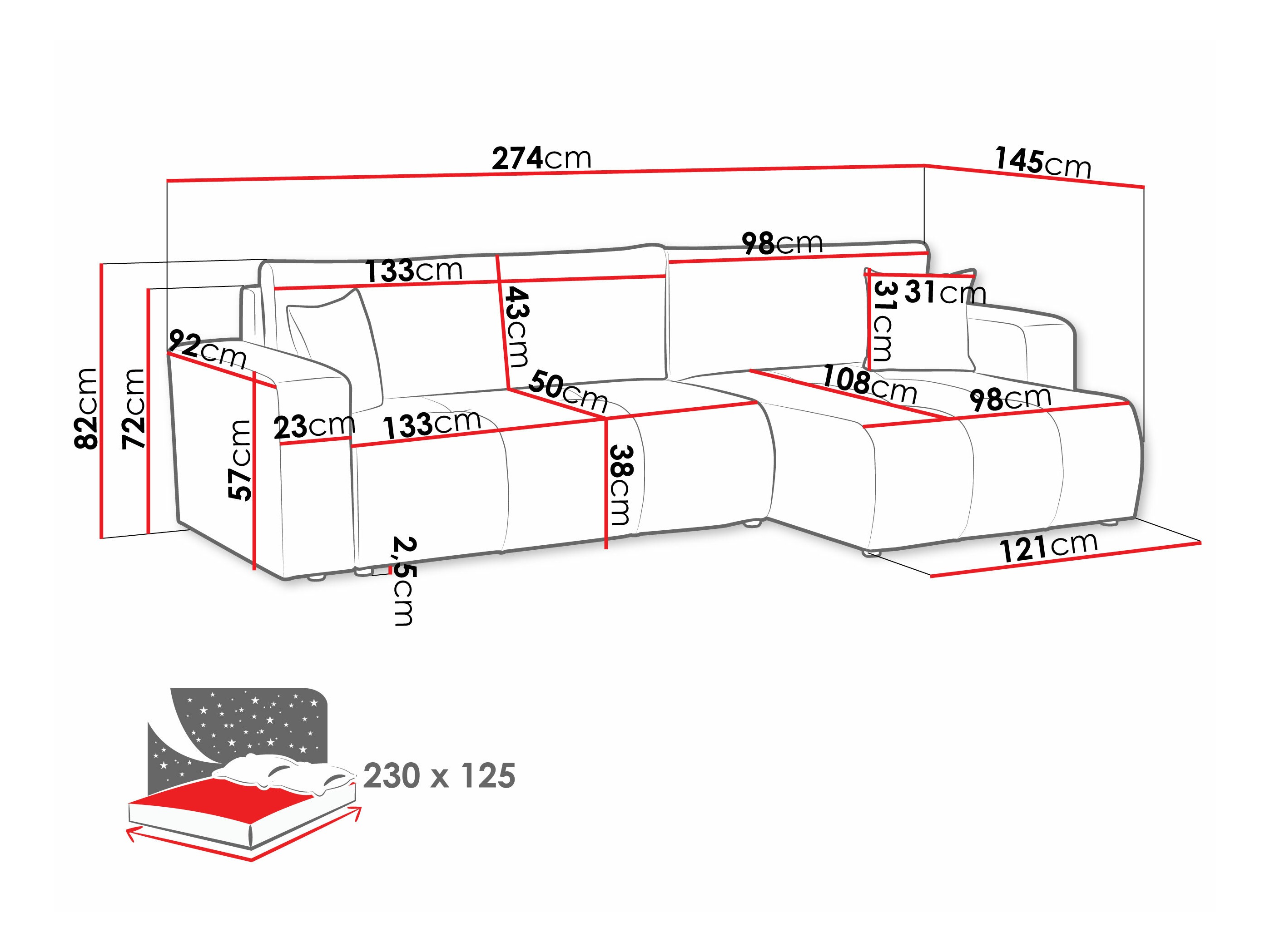 Horn­sófi Comfivo Laurus I (Velo 623)
