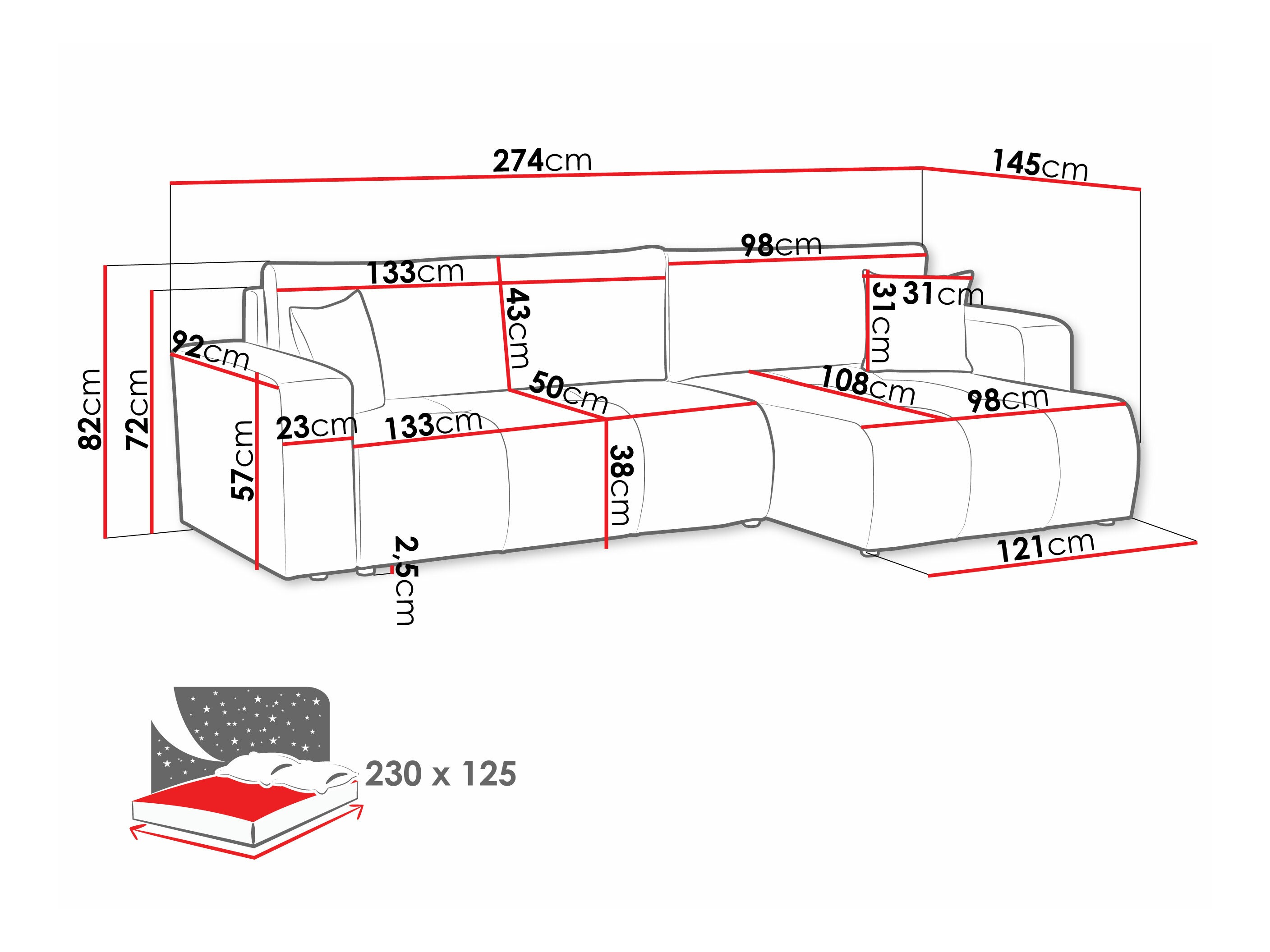 Horn­sófi Comfivo Laurus I (Velo 636)