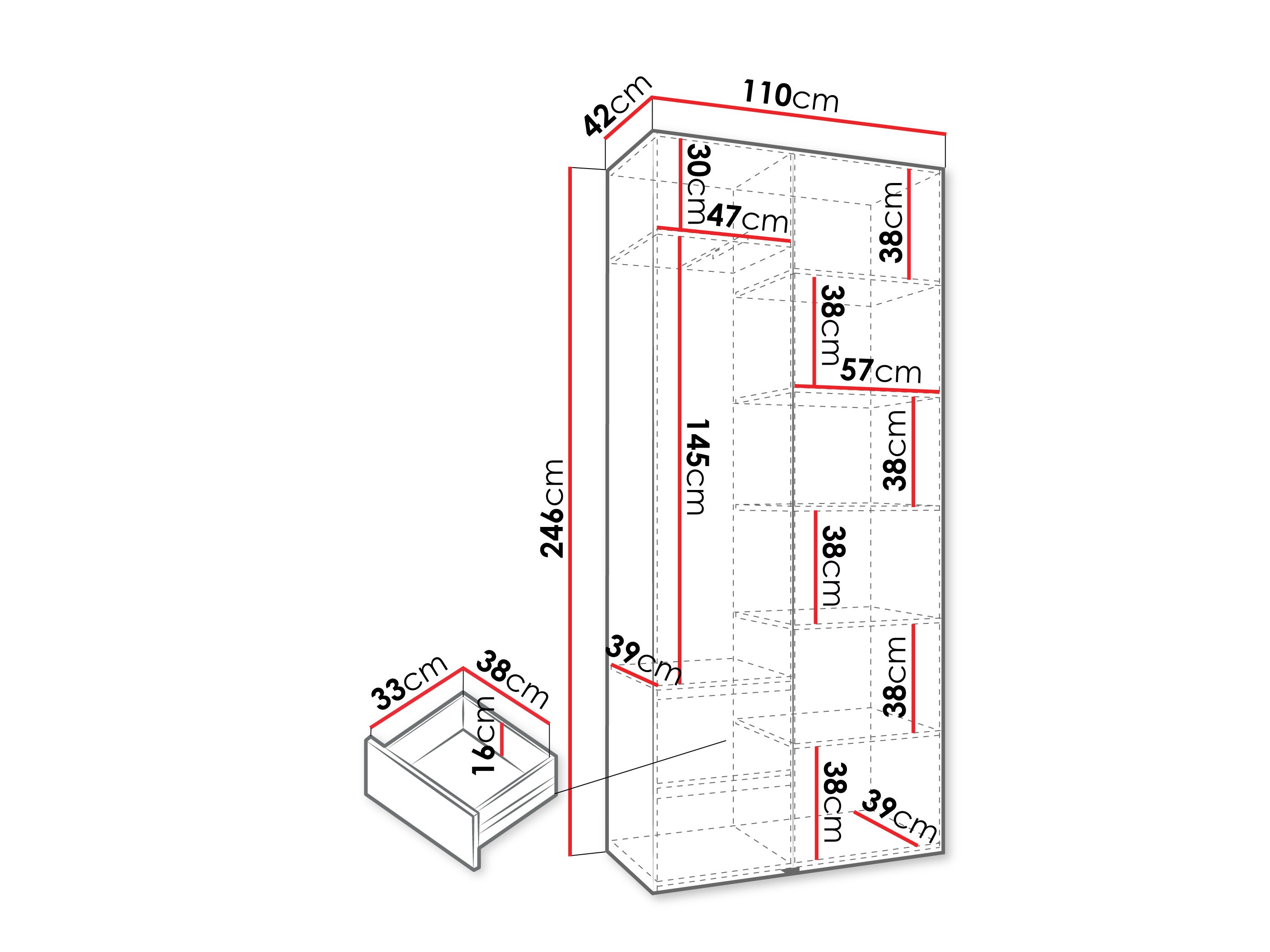 Fataskápur Hartford 562 (Hvítur)
