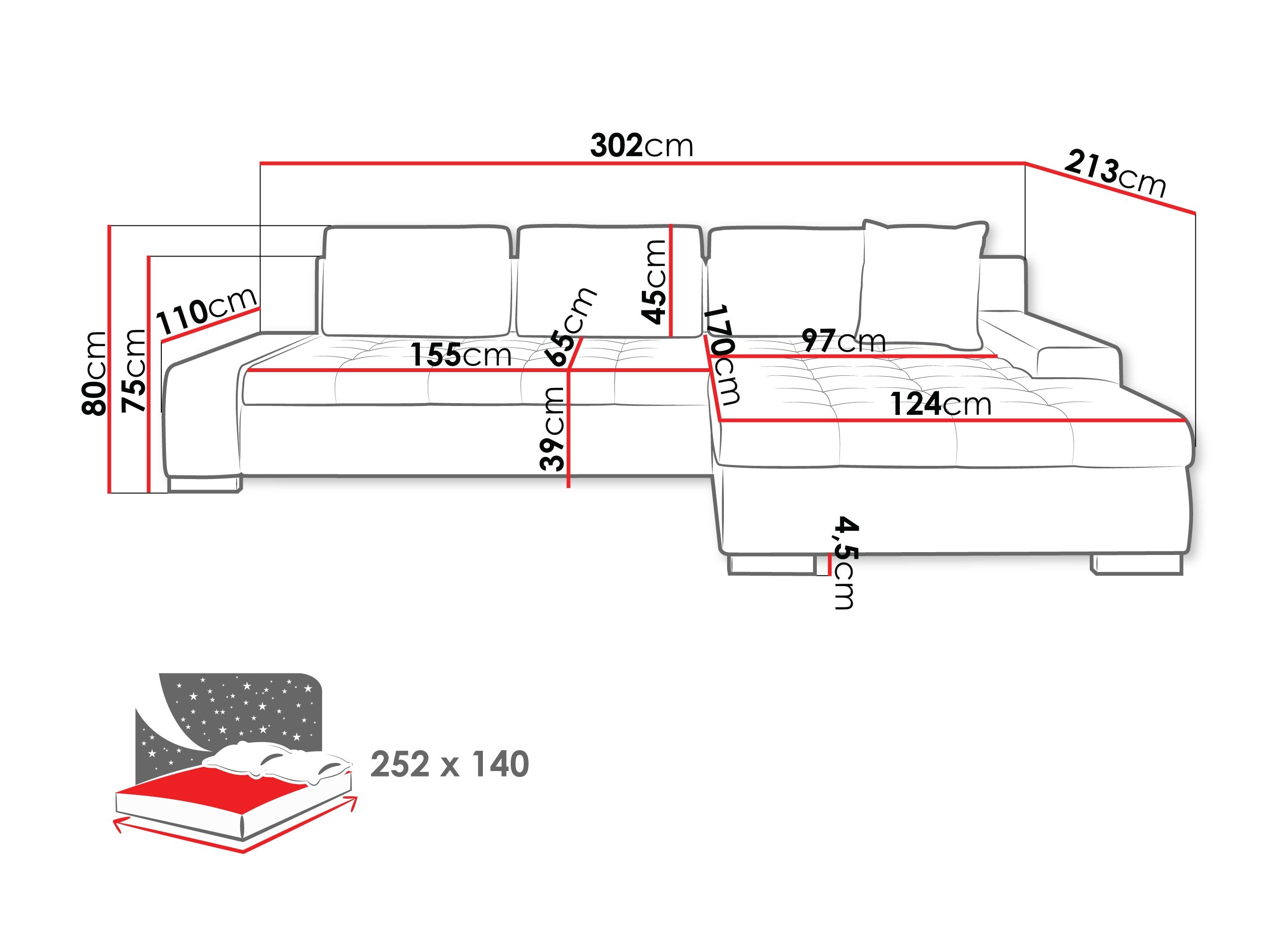 Horn­sófi Comfivo Nitor II (Piano 21 + Mokka 03)