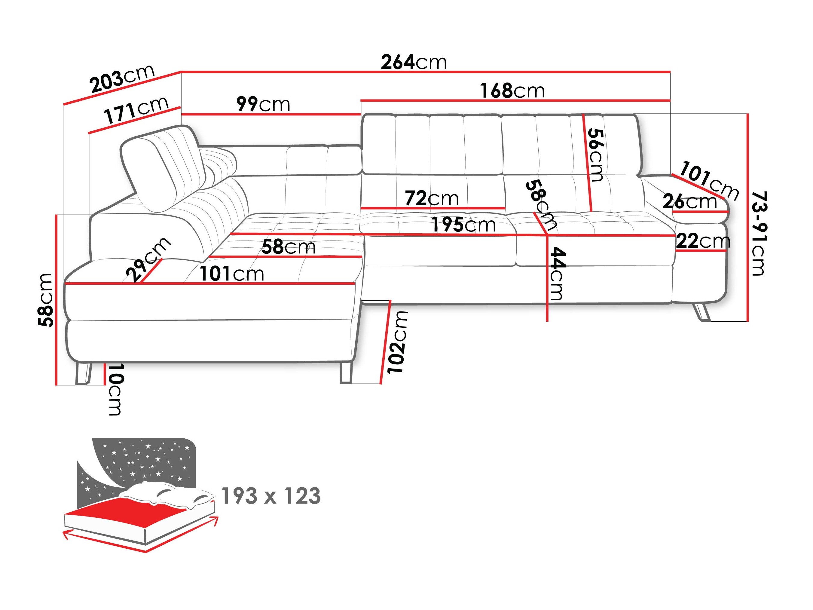 Horn­sófi Comfivo Agnus (Piano 26)