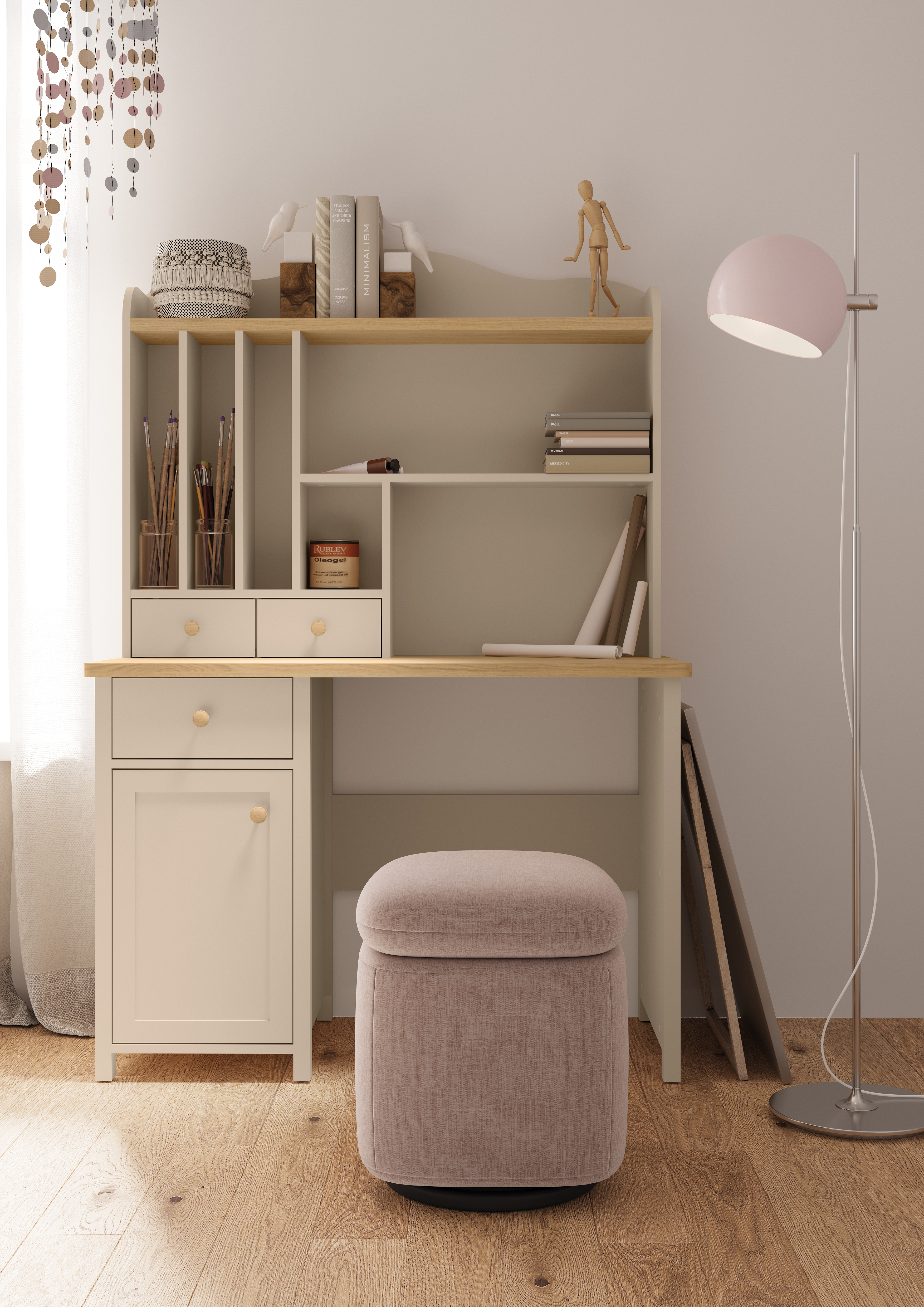 Bókahilla Romelbo 136 (Beige + Eik)