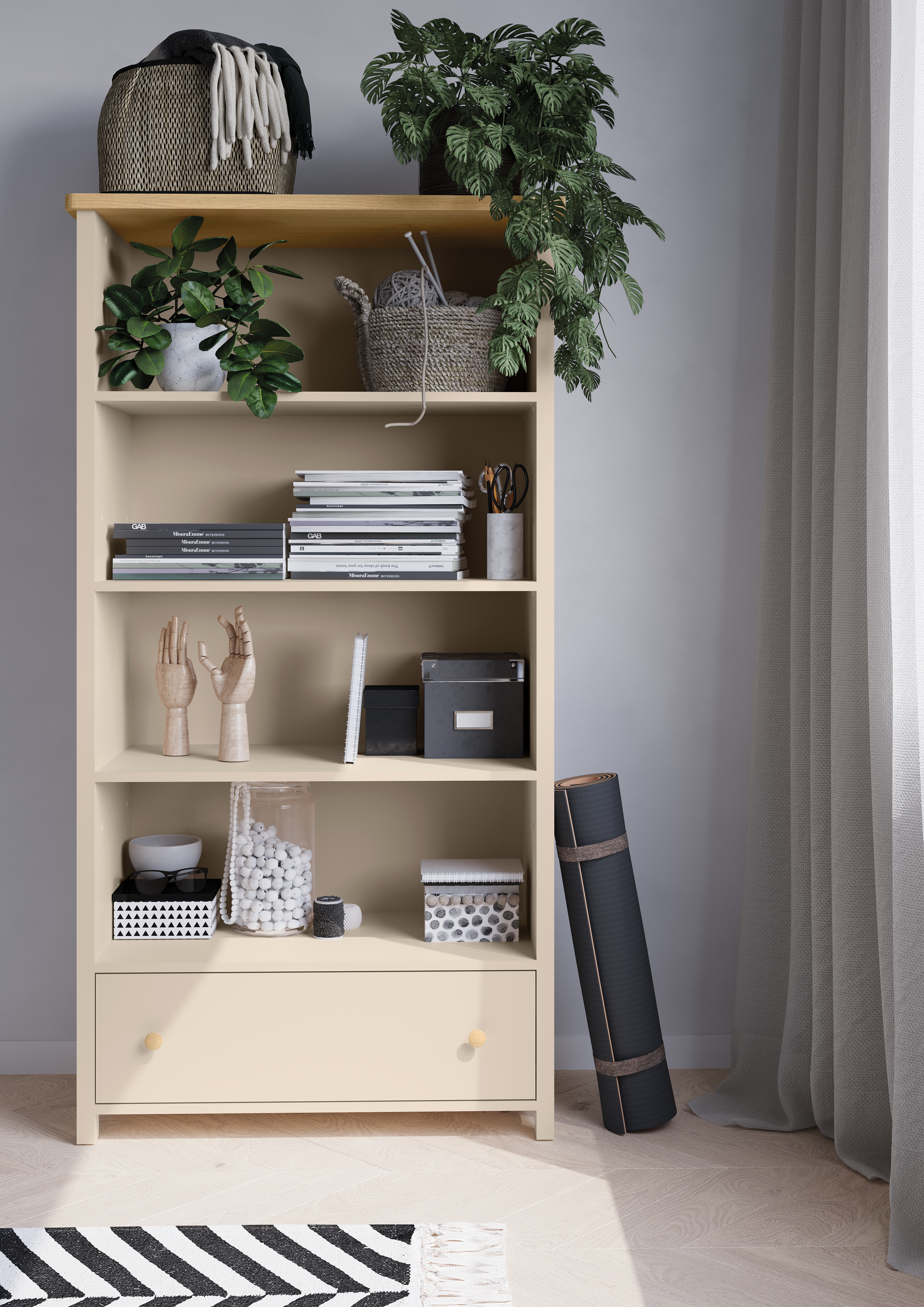 Bókahilla Romelbo 142 (Beige + Eik)