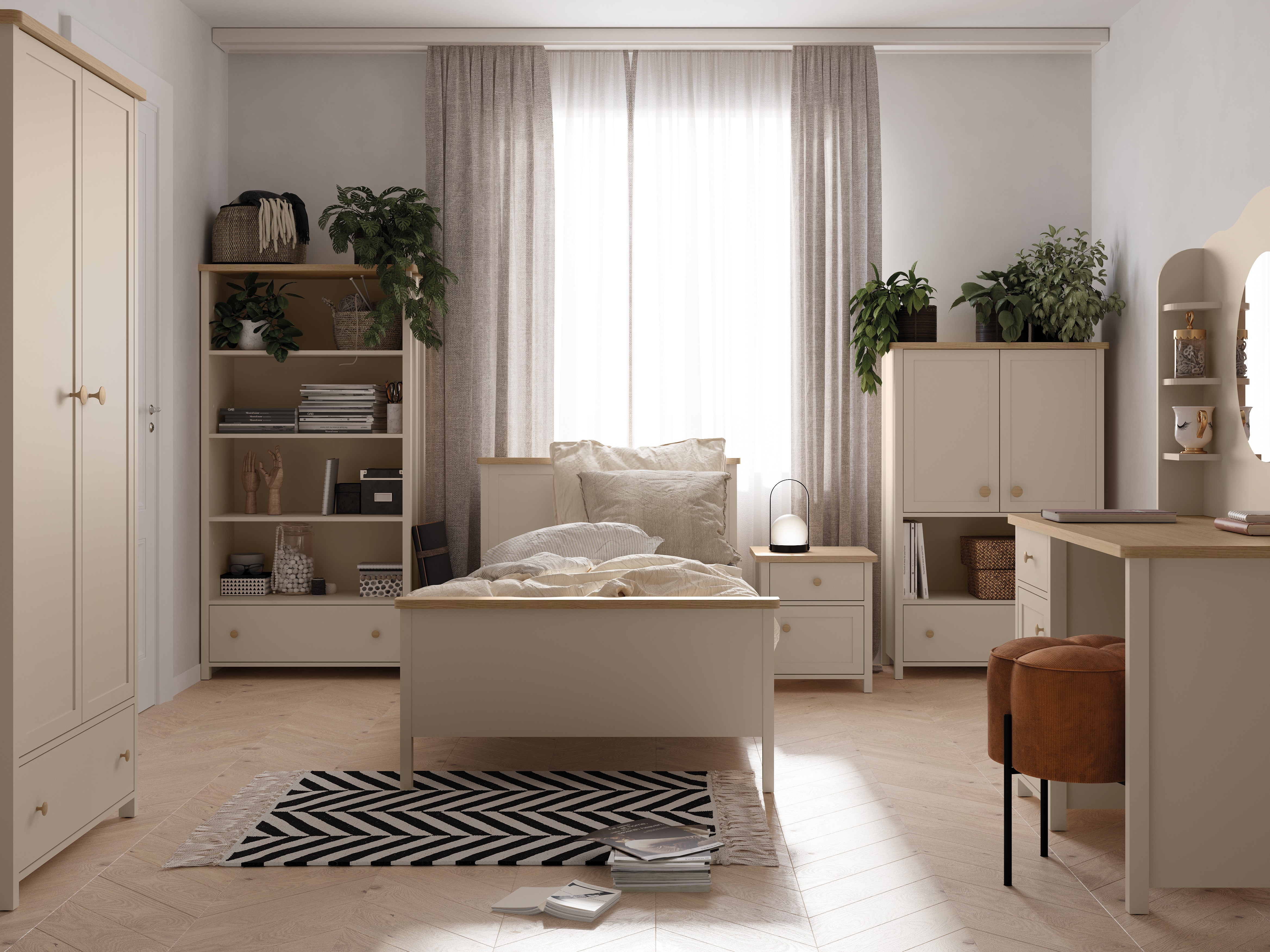 Bókahilla Romelbo 142 (Beige + Eik)