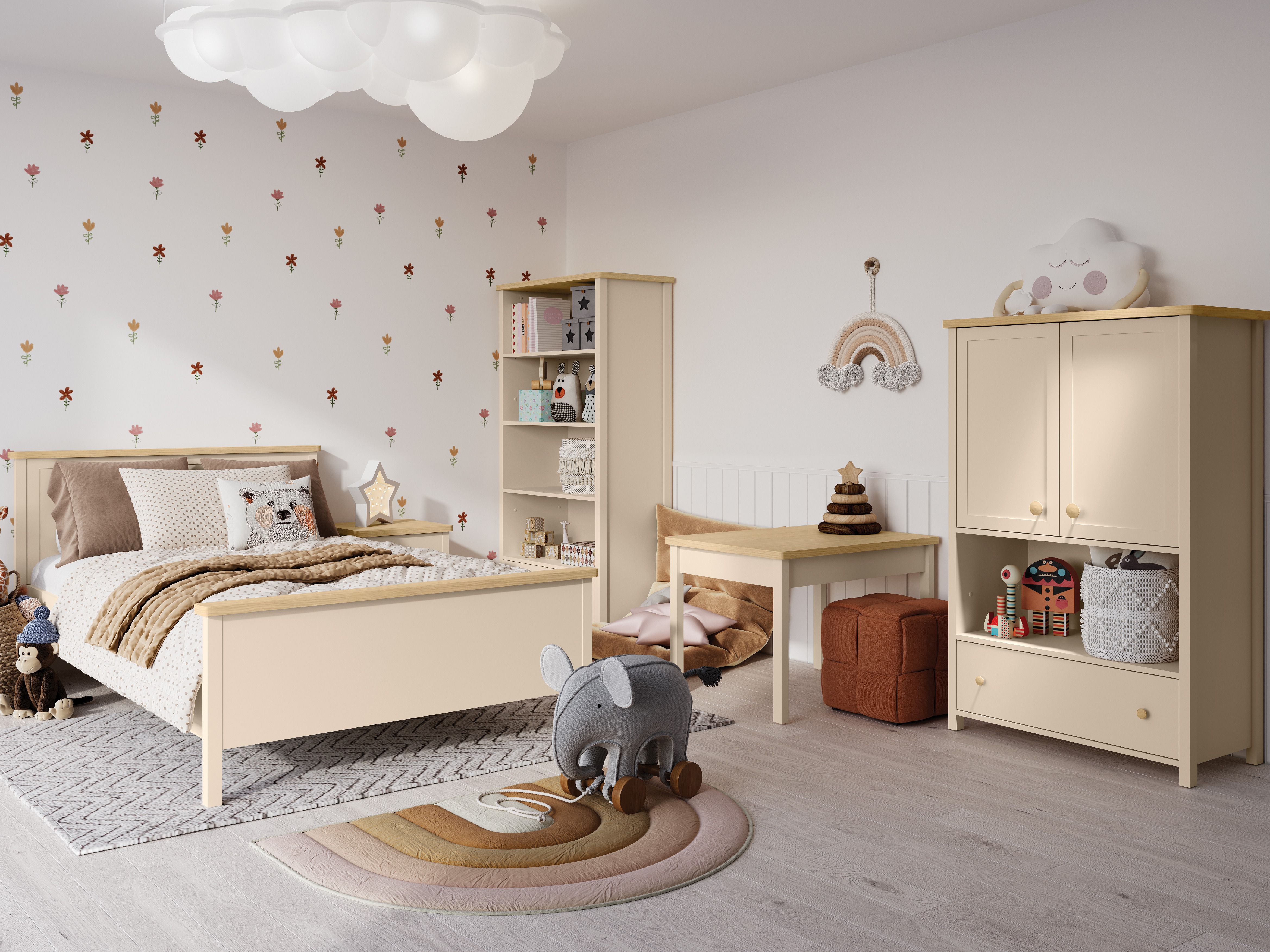 Kommóða Romelbo 144 (Beige + Eik)